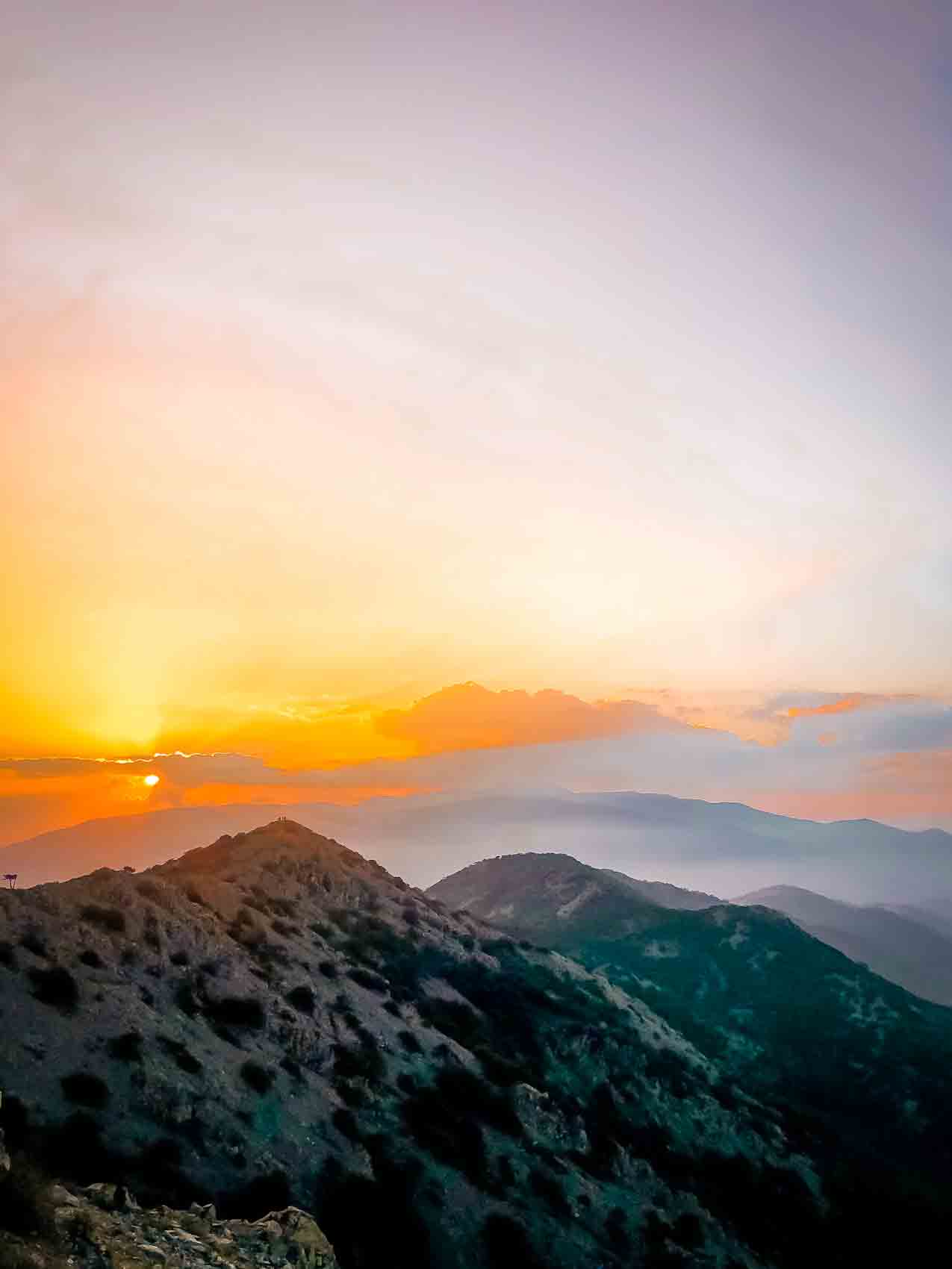 Sunset at the Madari fire lookout station in Troodos mountains