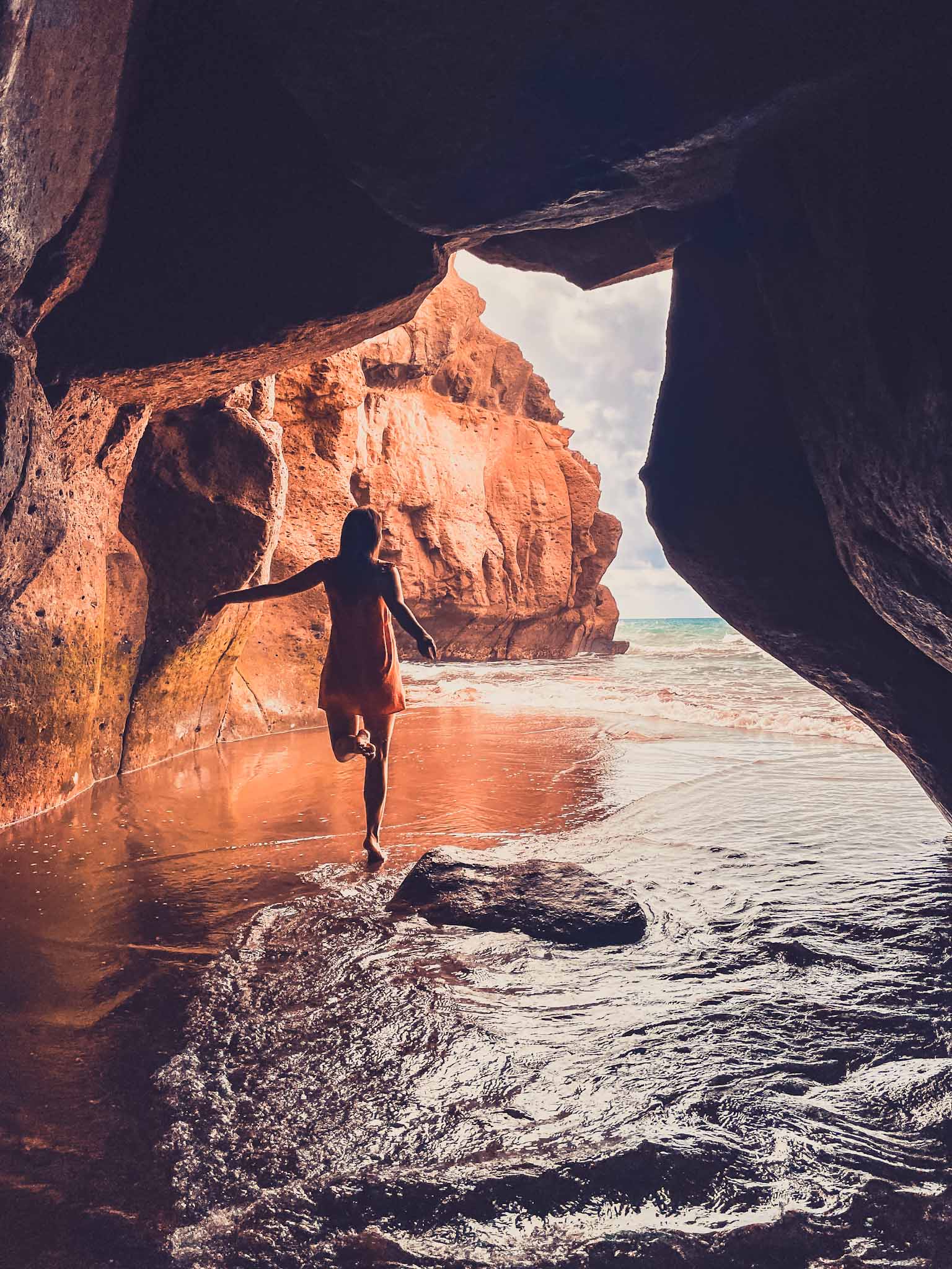 Sea caves at Taurito beach in Gran Canaria