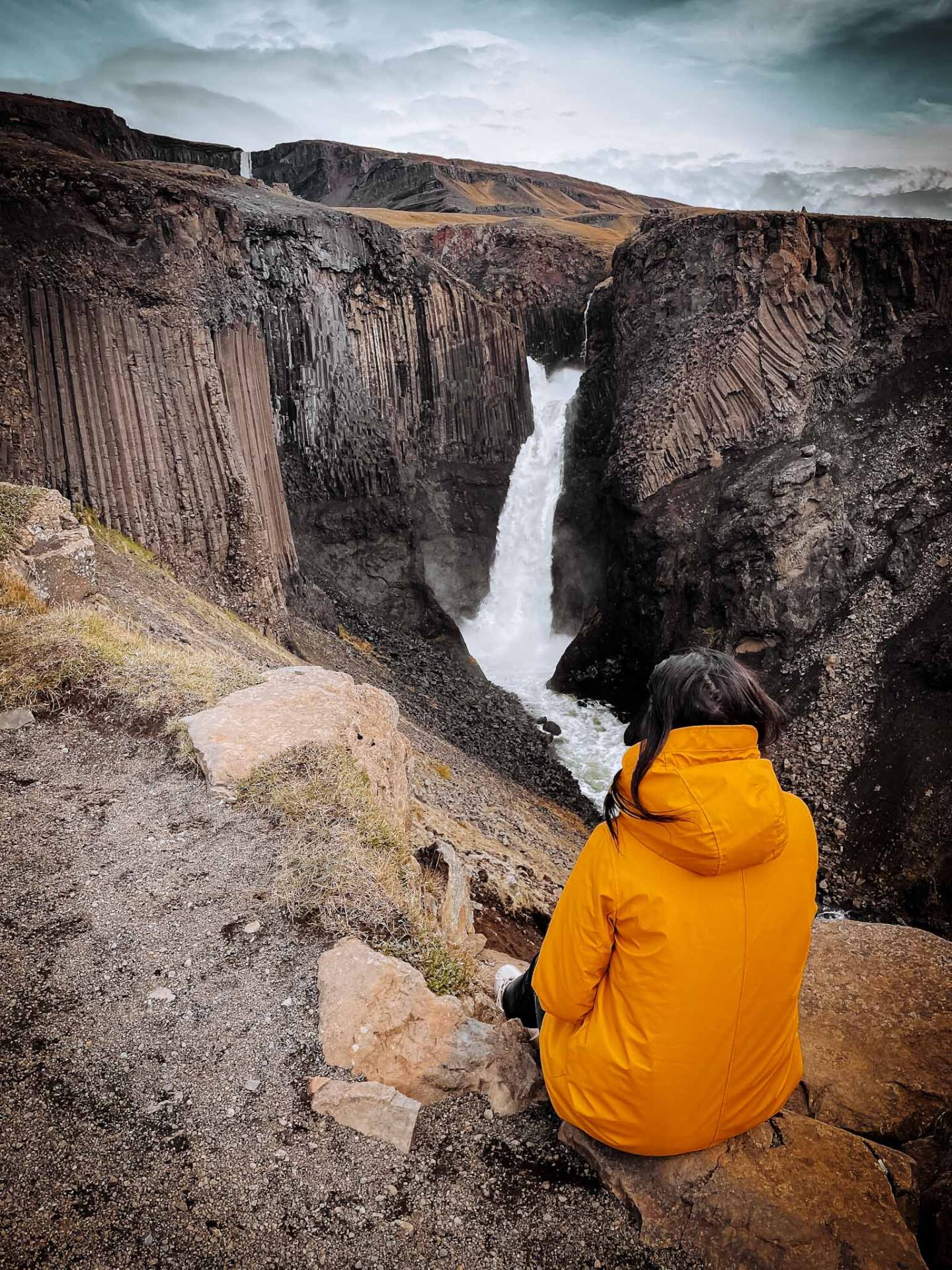 Basalt columns in Iceland - Litlanesfoss waterfall