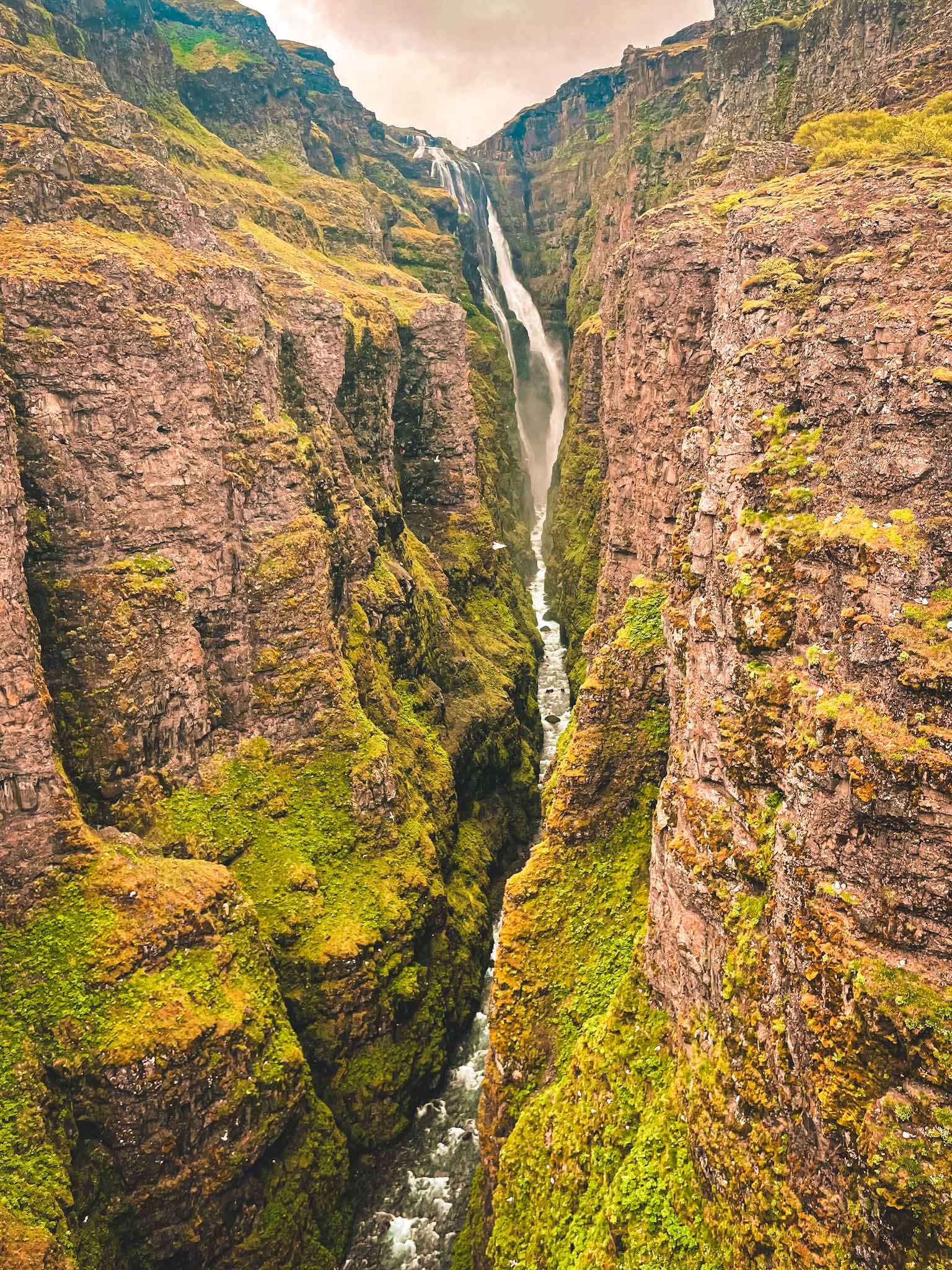 The famous Glymur waterfall in Iceland