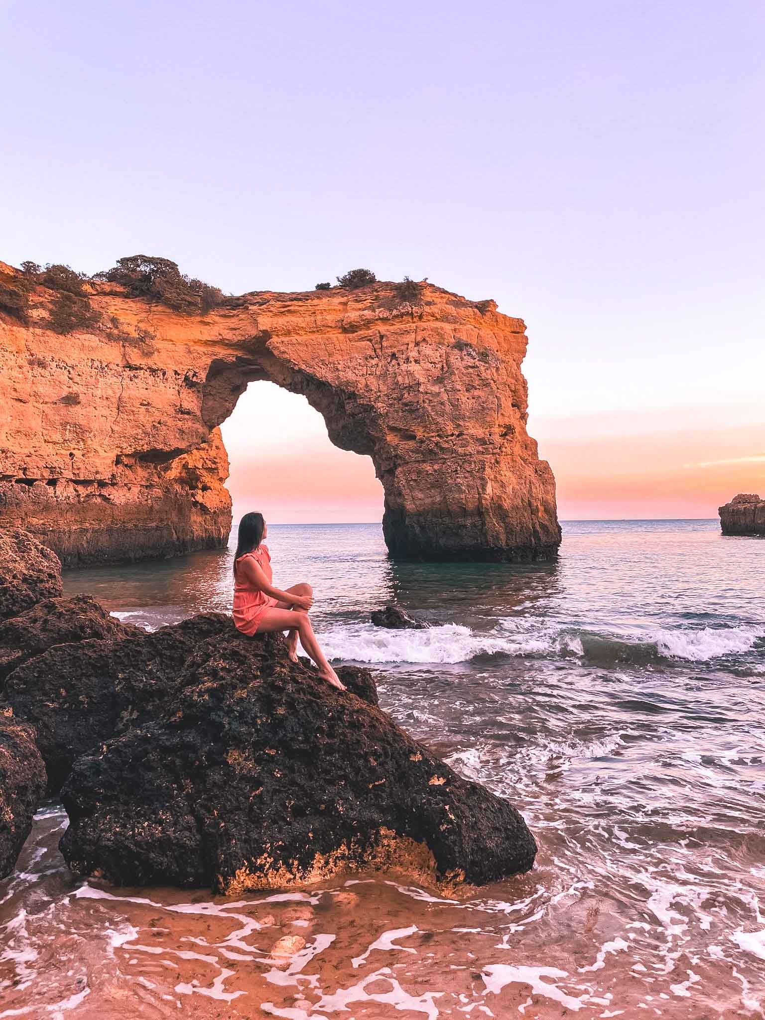 Caves and algars in Algarve Portugal - Albandeira beach arch
