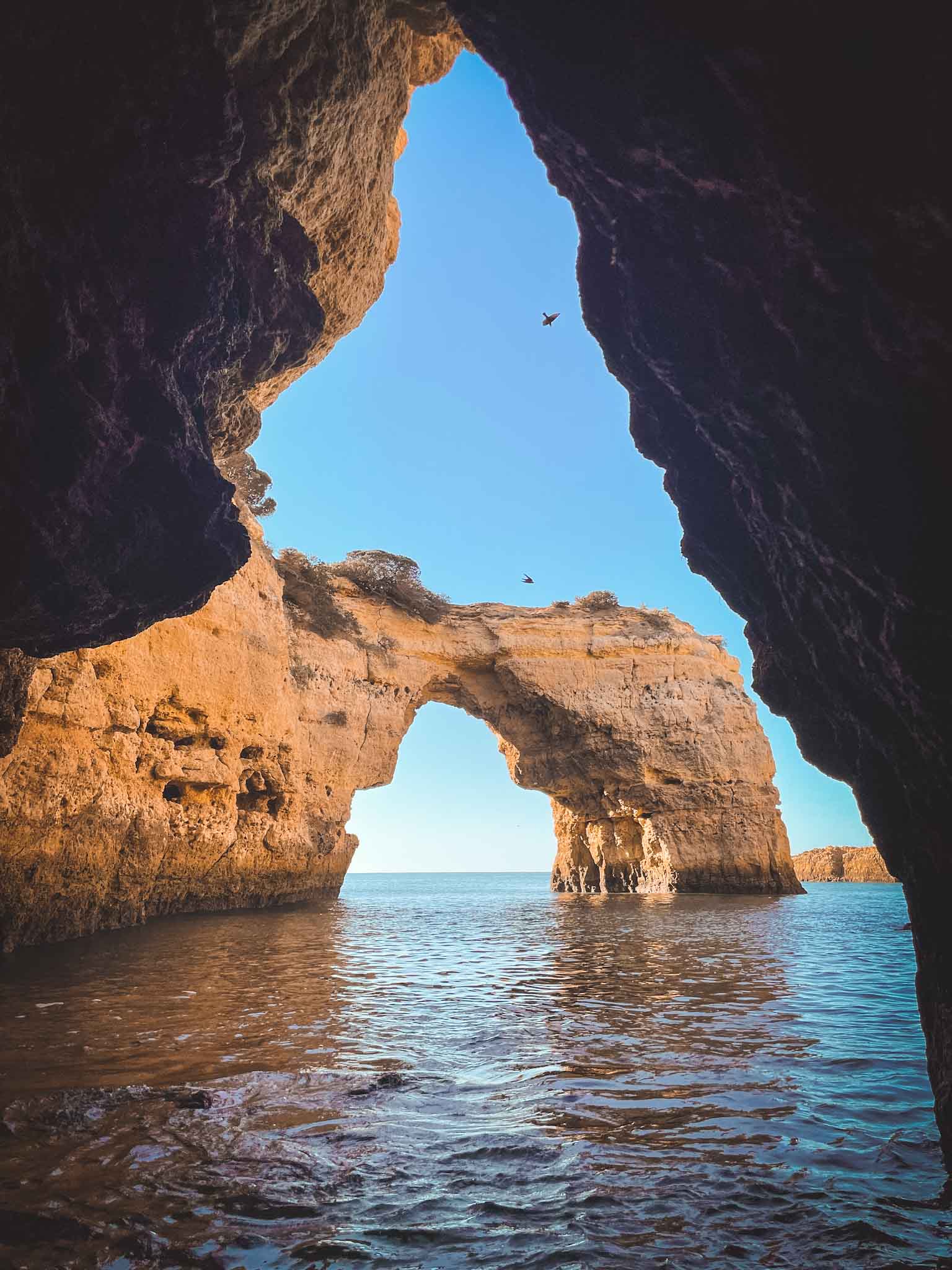 Caves and algars in Algarve Portugal - Albandeira beach arch