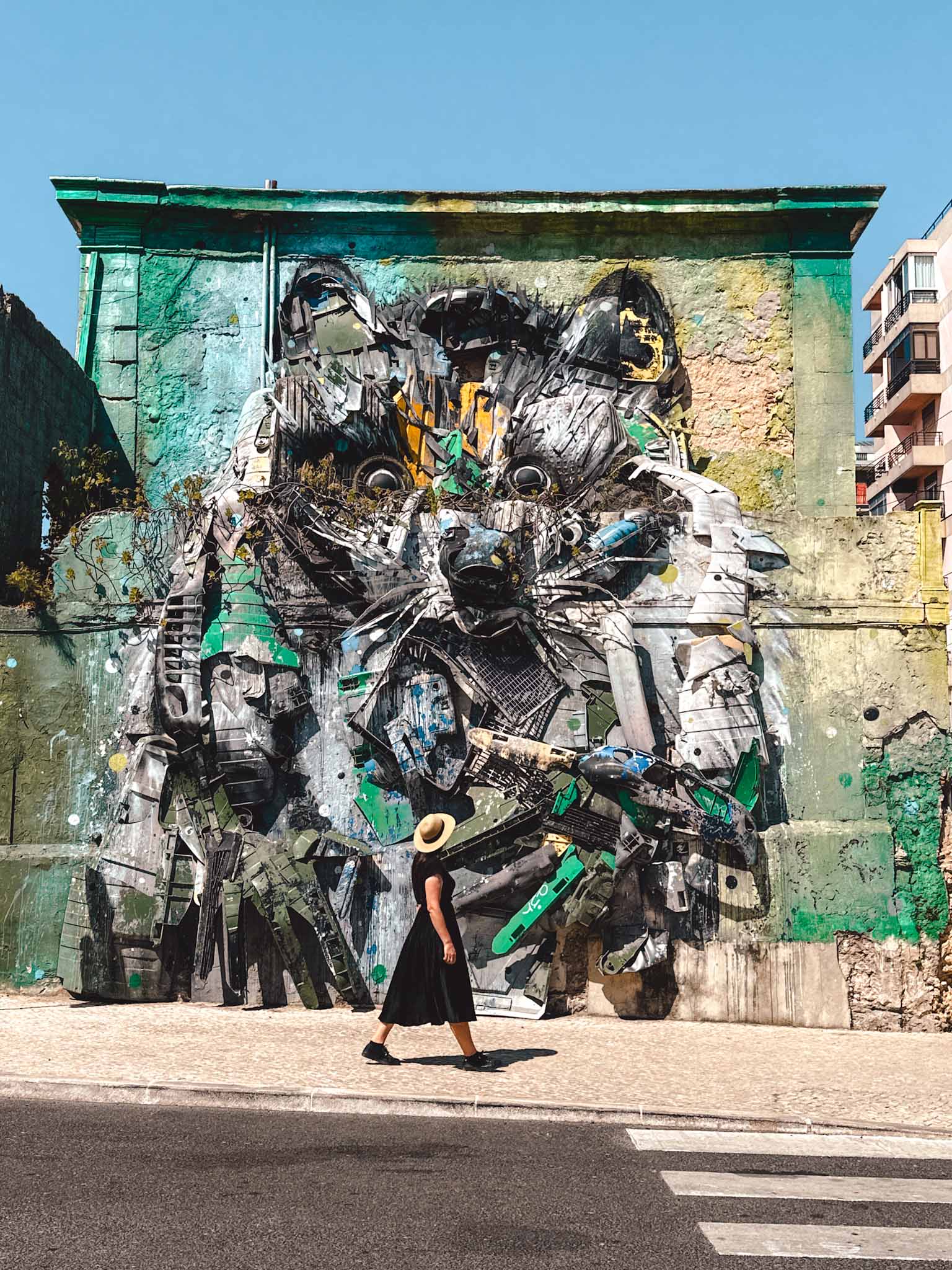Hidden gems in Lisbon, Portugal - Street Art by Bordalo II - Raccoon