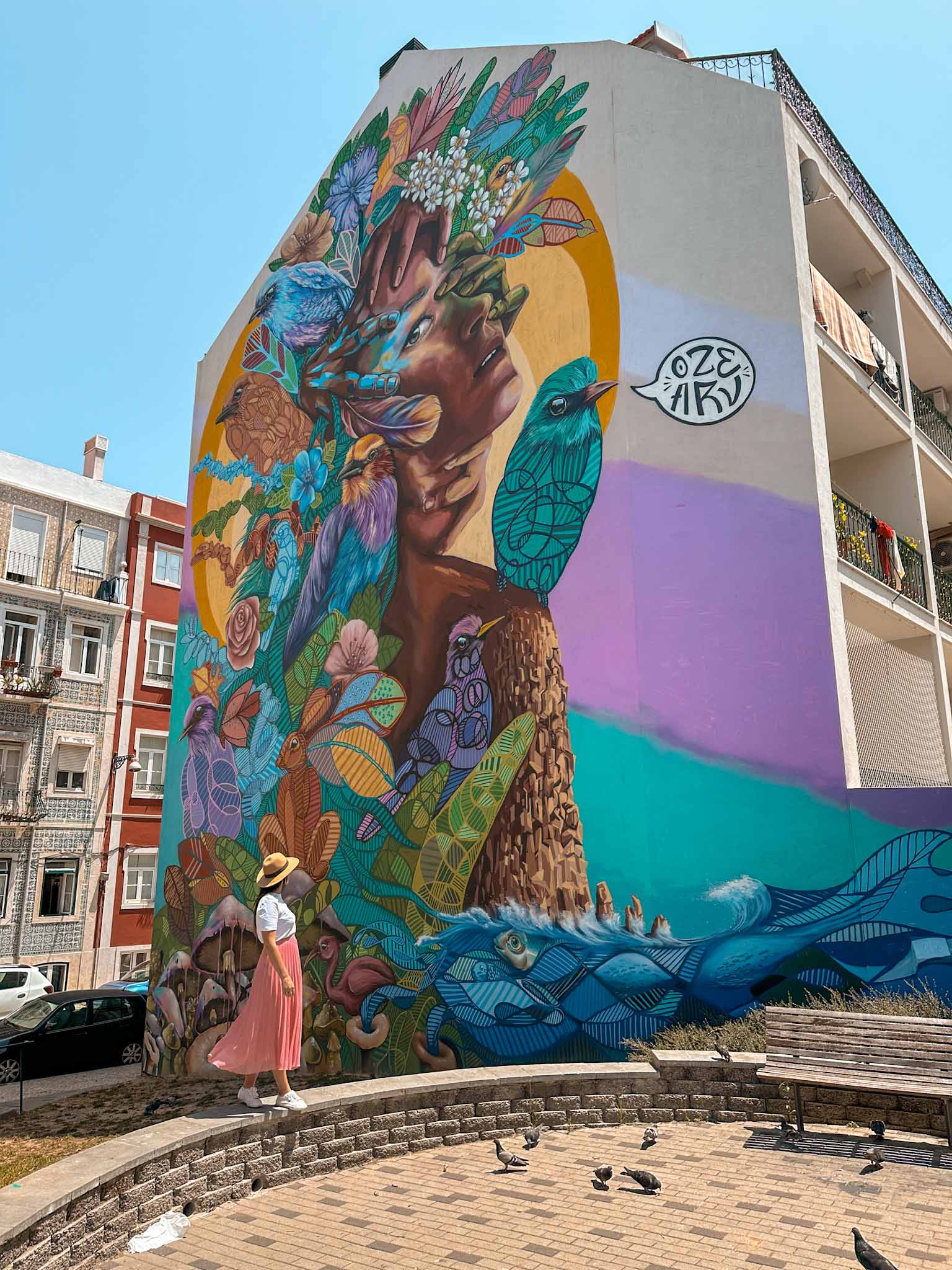 Best Instagram photo spots in Lisbon, Portugal - Street art and flower tunnel in Graça