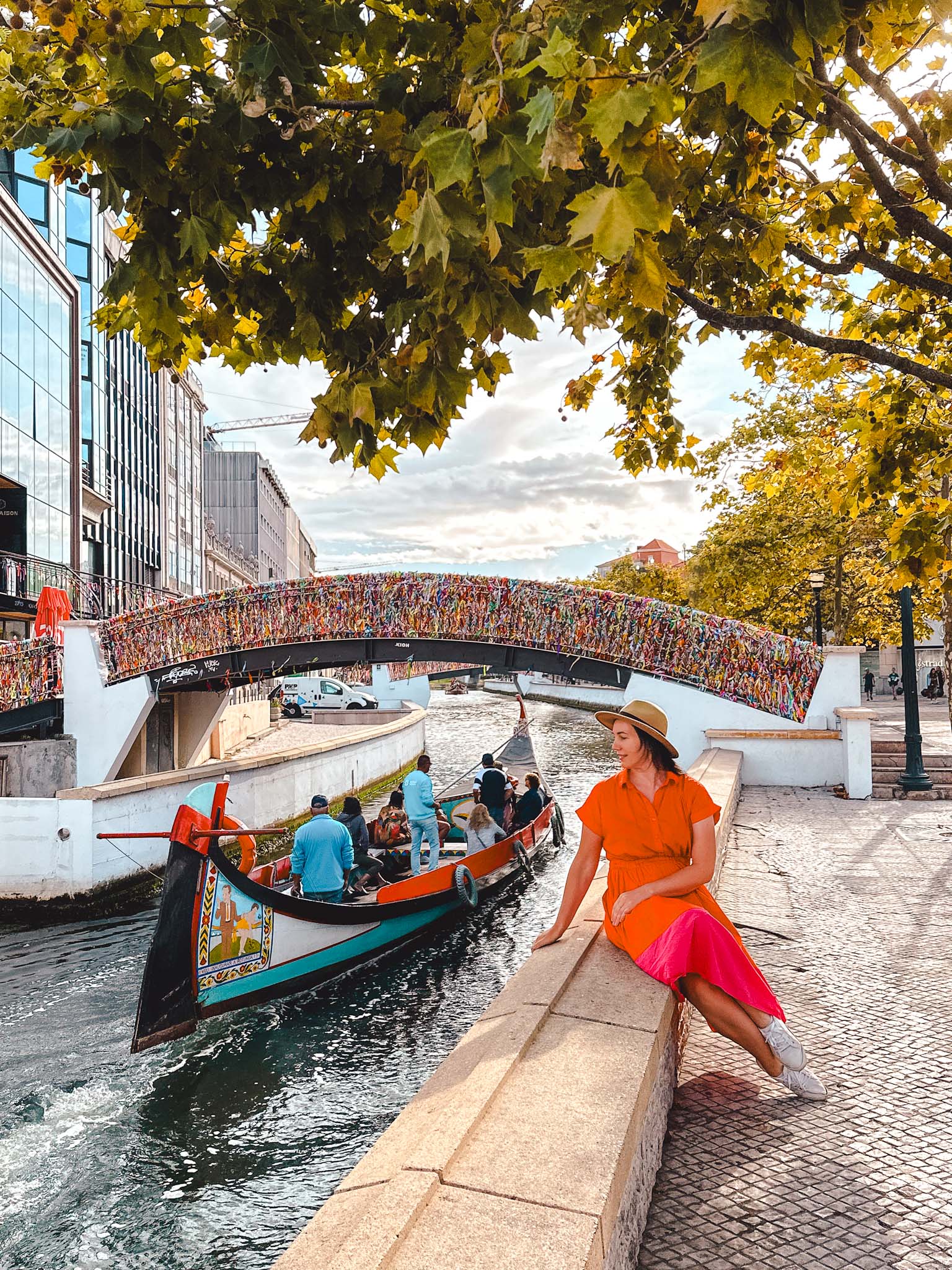Best Instagram spots in Aveiro, Portugal - friendship bridge with colorful ribbons