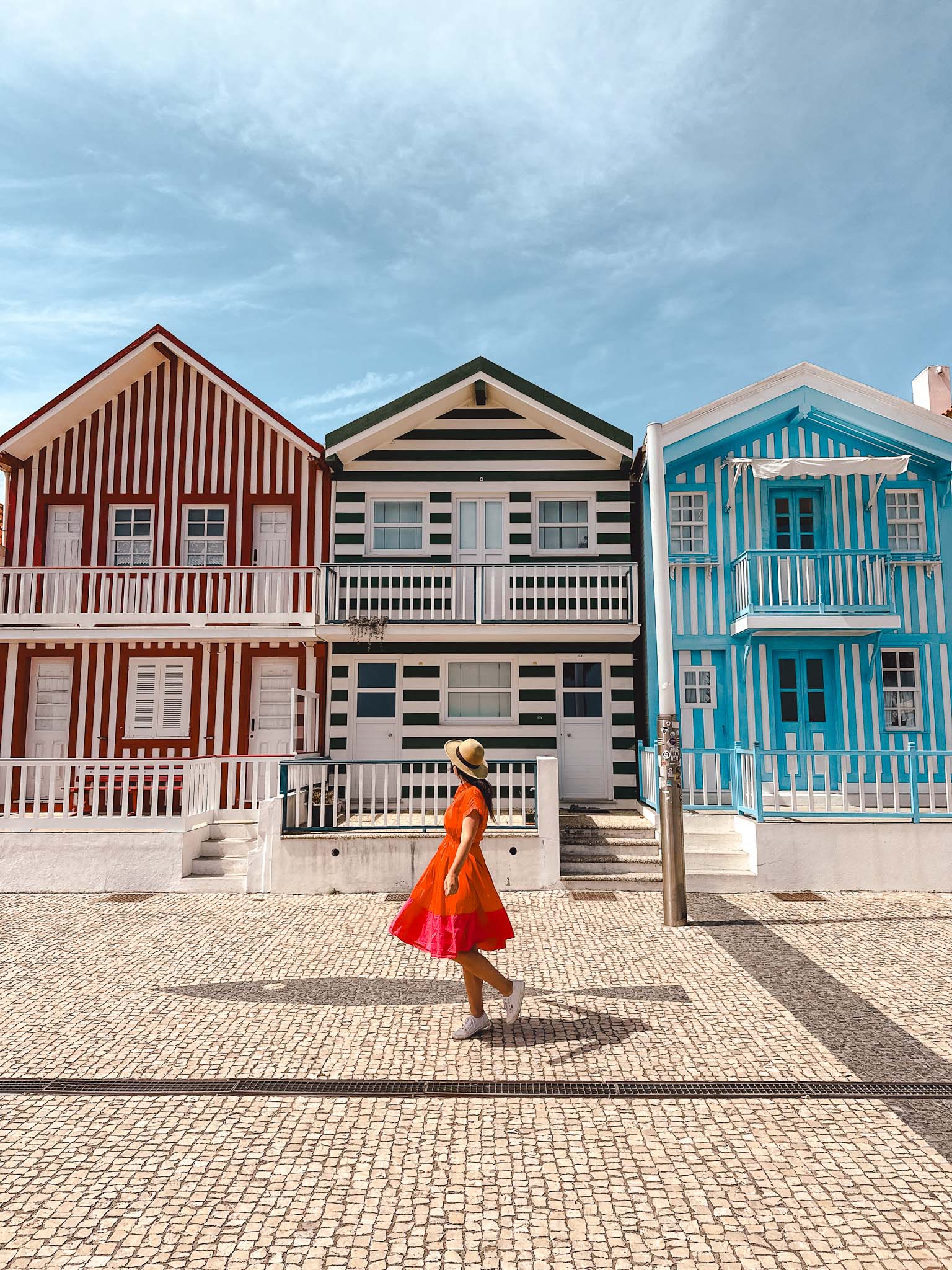 Best Instagram spots in Aveiro, Portugal - striped houses in Costa Nova