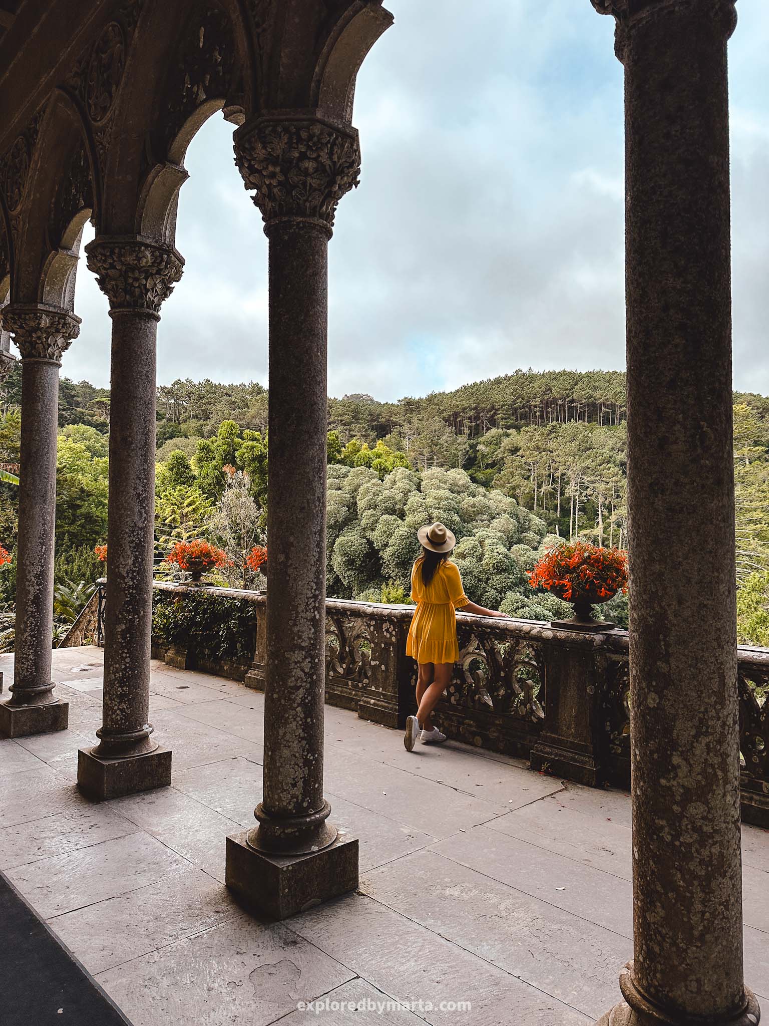 Sintra, Portugal-balcony and gardens of the Palace of Monserrate