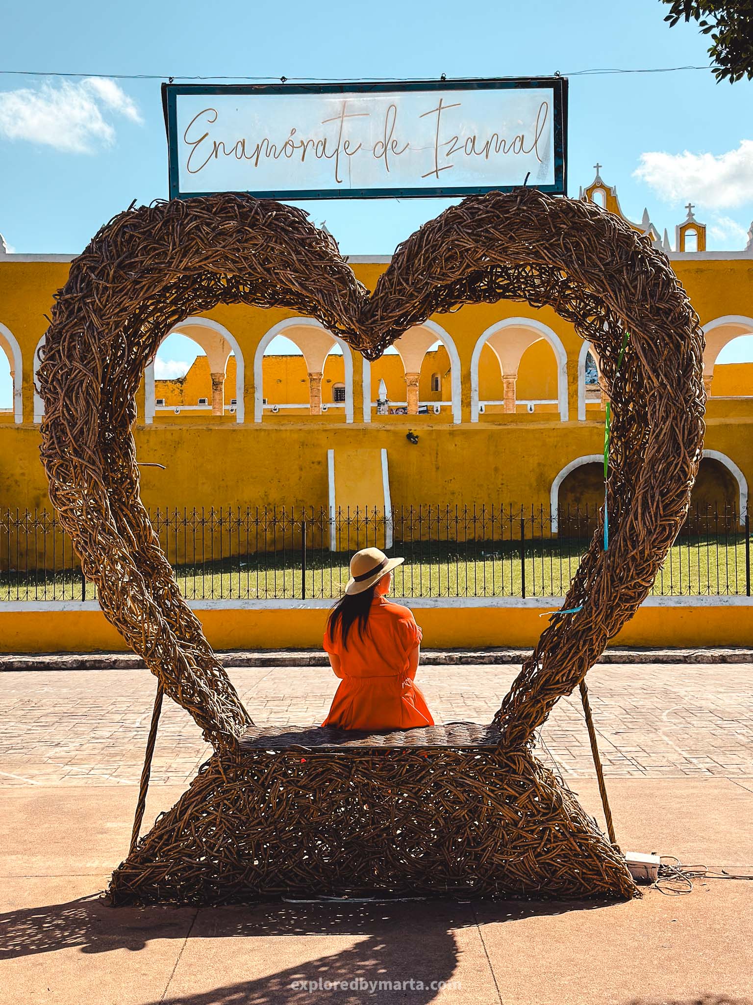 Izamal, Mexico-5 de Mayo Park in the center of Izamal is a place to relax and observe panoramic views of the yellow San Antonio de Padua convent