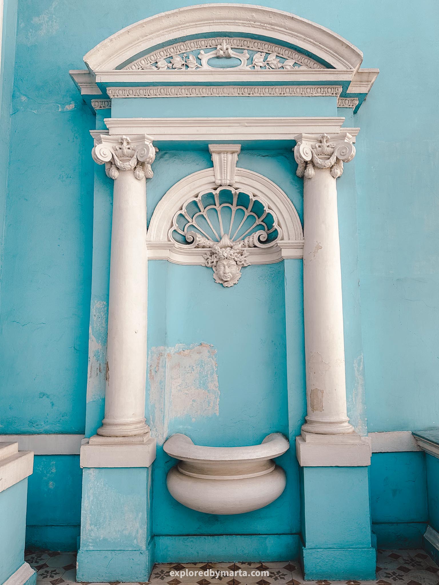Merida, Mexico-Casa de la Cultura Jurídica - the most beautiful house in Merida painted in light blue color