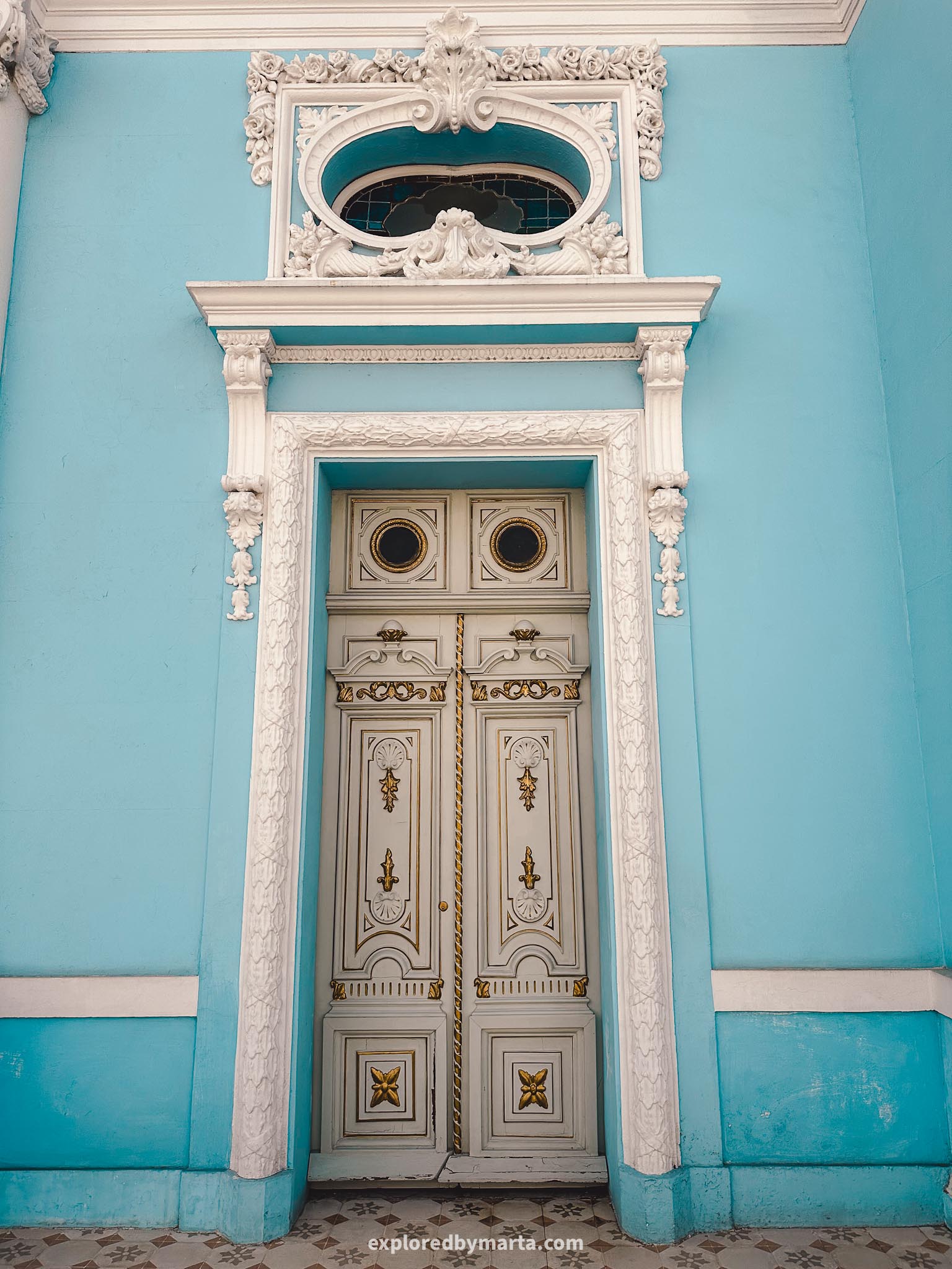 Merida, Mexico-Casa de la Cultura Jurídica - the most beautiful house in Merida painted in light blue color