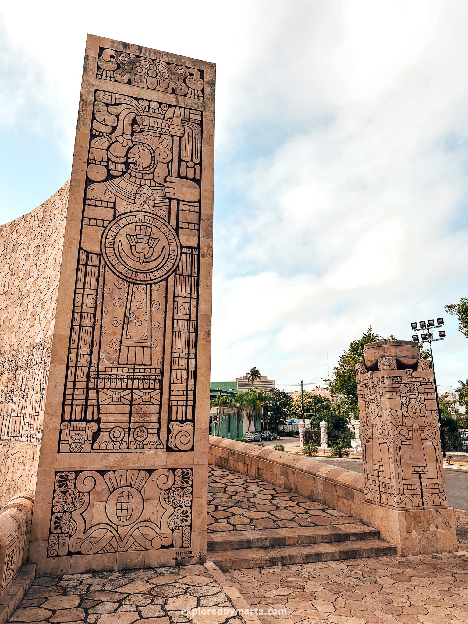 Merida, Mexico - Monumento a La Patria monument in Merida - a Mayan style homage to the history of Mexico