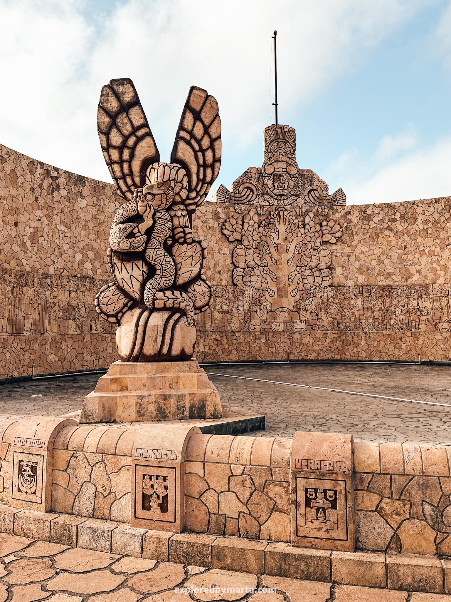 Merida, Mexico - Monumento a La Patria monument in Merida - a Mayan style homage to the history of Mexico