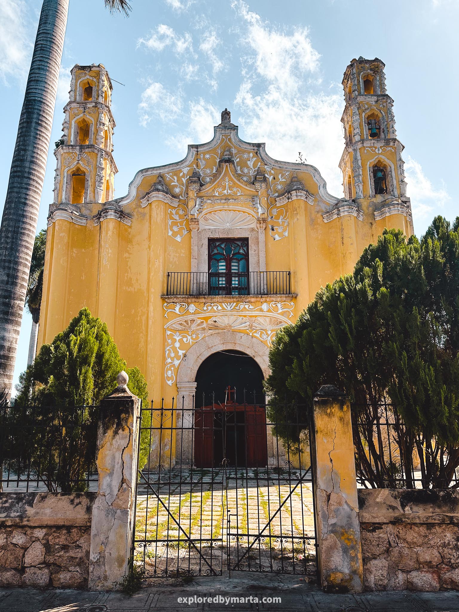 Merida, Mexico-yellow church at Parque de San Juan in Merida, Mexico