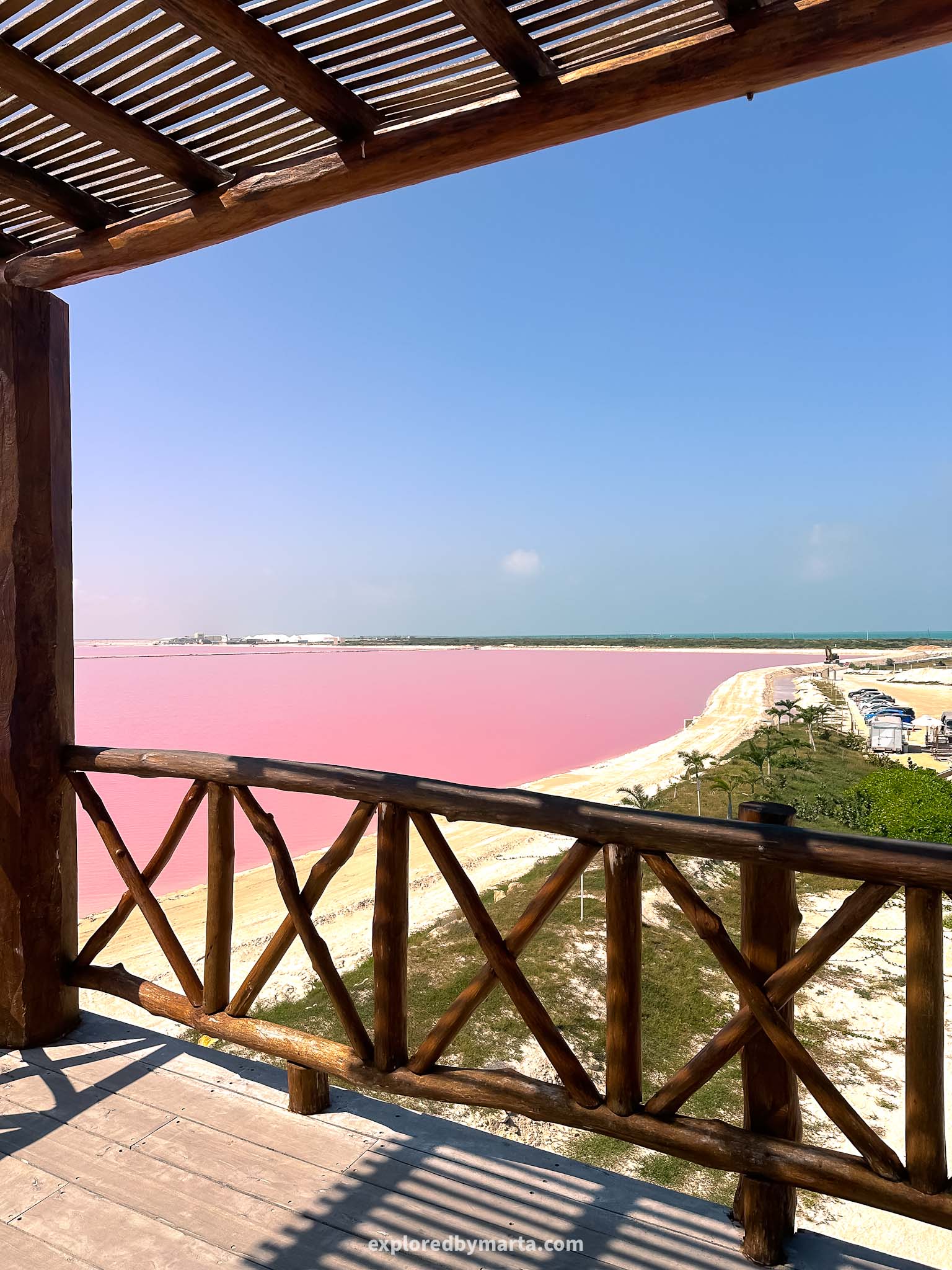Pink salt lakes at Las Coloradas in Yucatan peninsula, Mexico