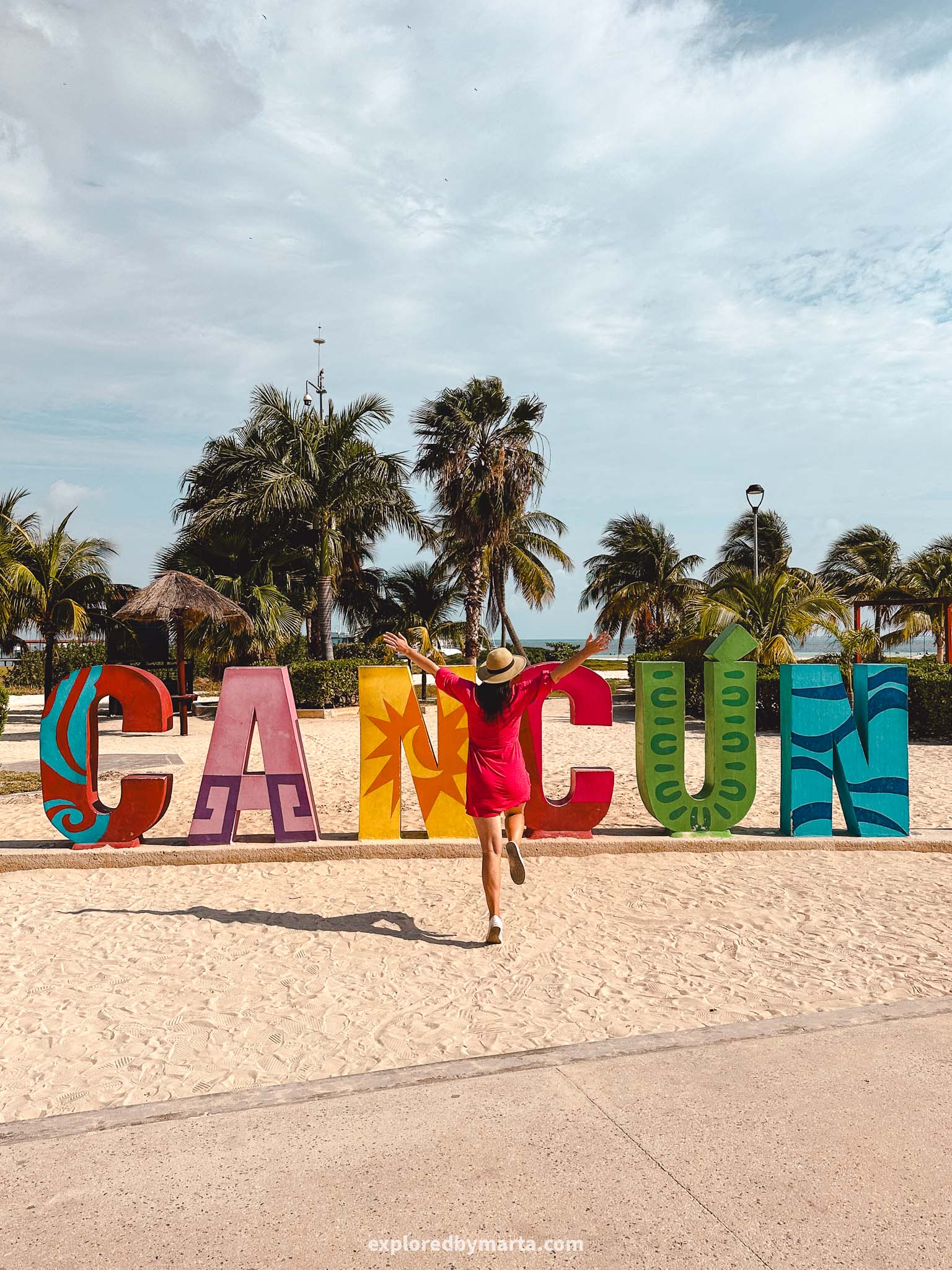 Cancun, Mexico - the colorful Cancun letters at Playa Langosta