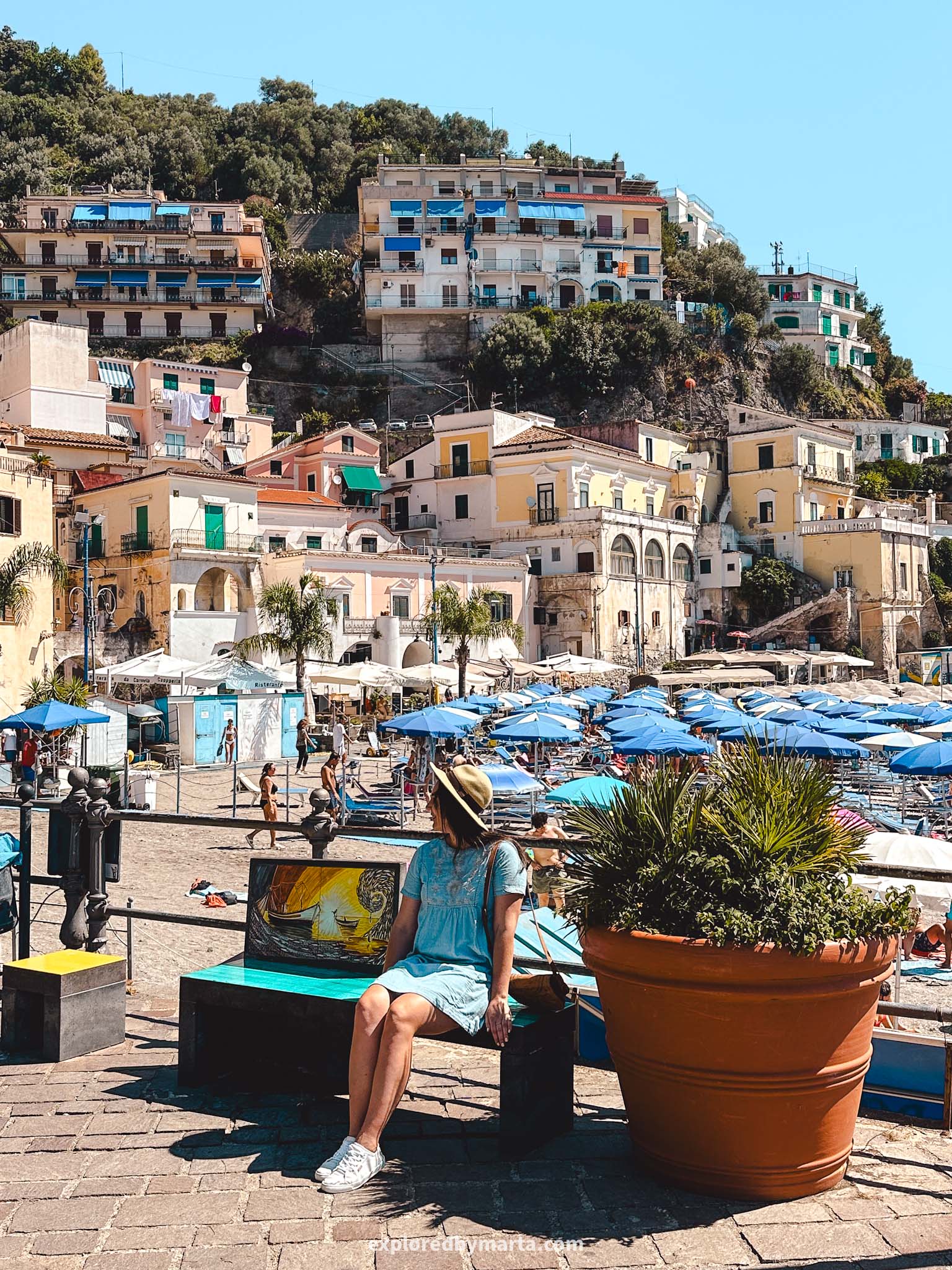 Cetara, Italy-Piazza Manfredi Nicoletti Pittore seaside garden in Cetara