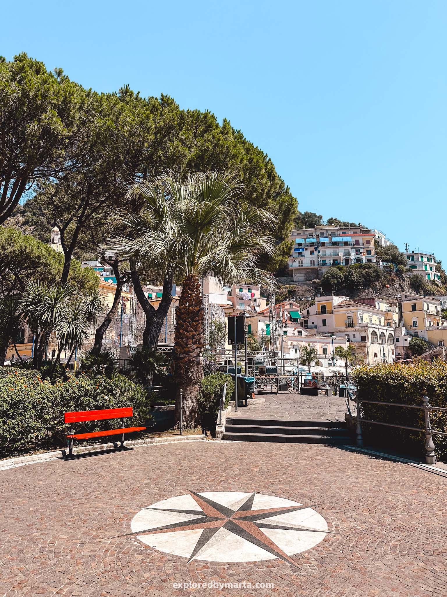 Cetara, Italy-Piazza Manfredi Nicoletti Pittore seaside garden in Cetara