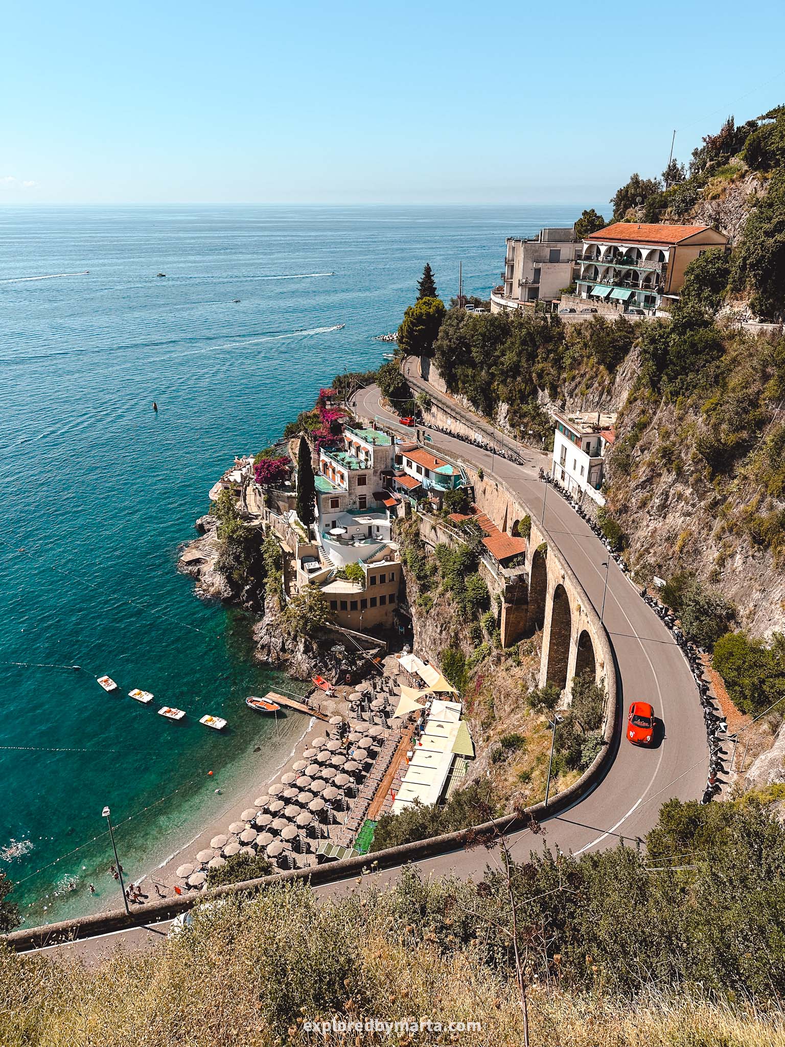Cetara, Italy-Spiaggia del Lannio from above
