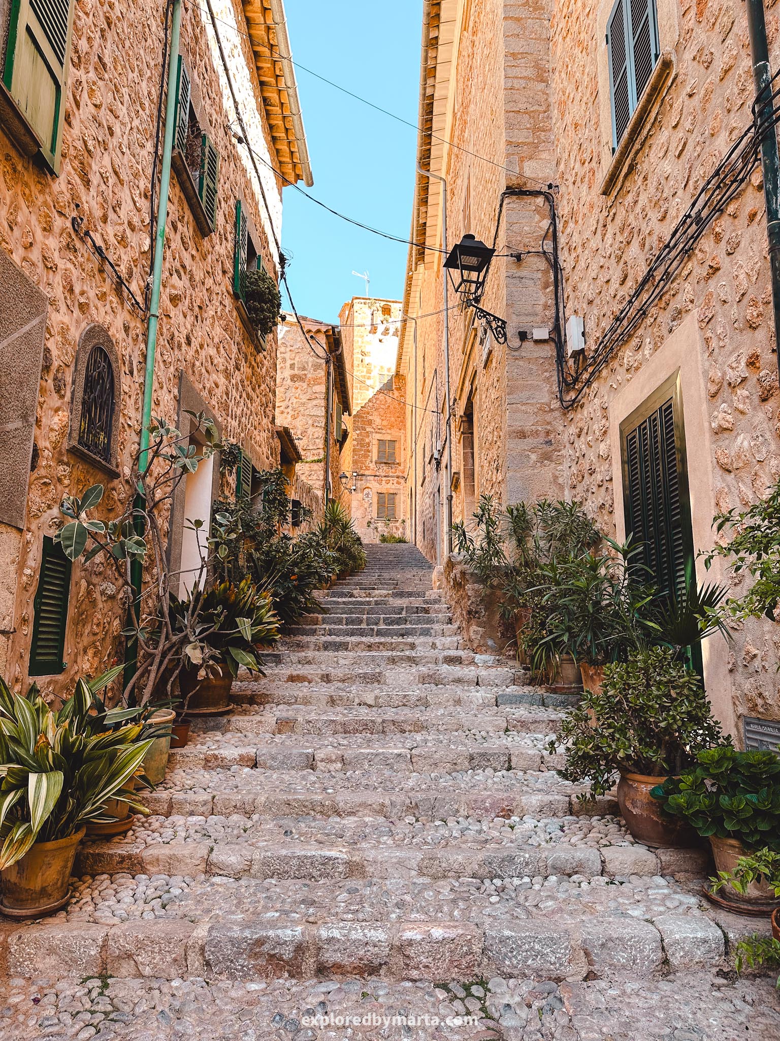 Fornalutx, Mallorca, Spain-the iconic stairs on Carrer Metge Mayol