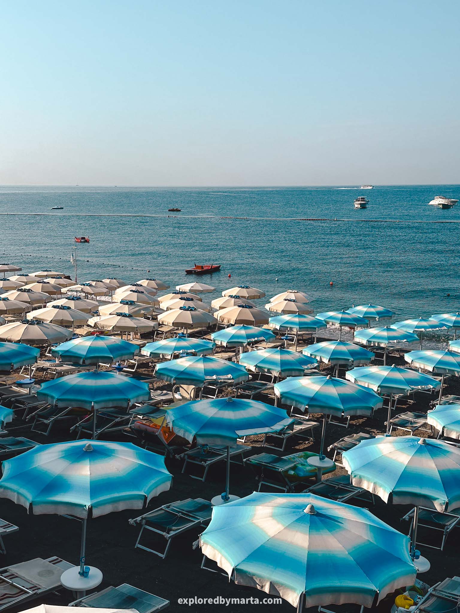 Maiori, Italy-Maiori beach, largest beach on the Amalfi Coast