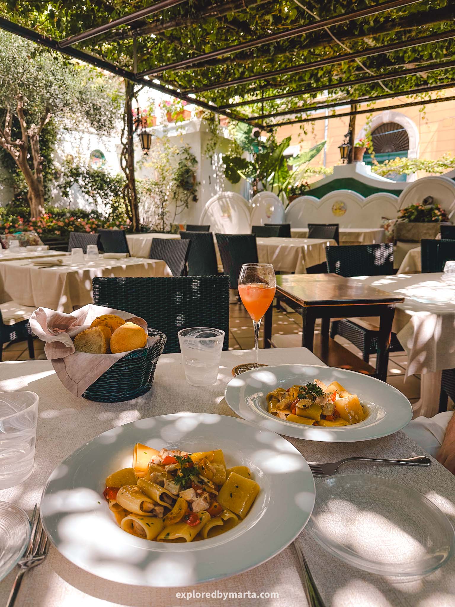 Minori, Italy-lunch under the lemon trees at Ristorante Giardiniello