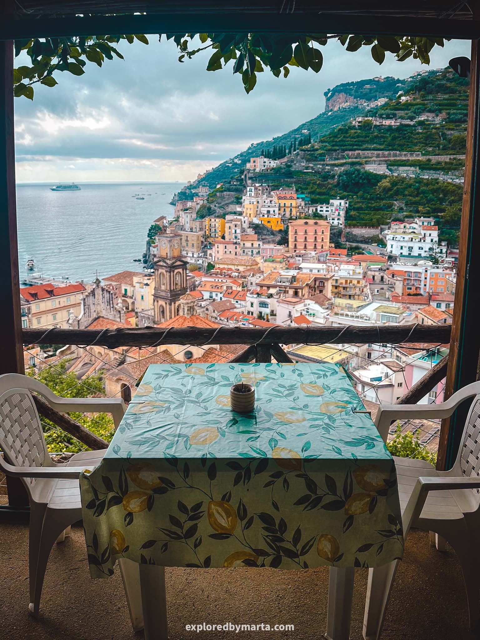 Lunch with a view of Minori at Azienda Agricola Cuonc Cuonc restaurant in Minori on Italys Amalfi Coast