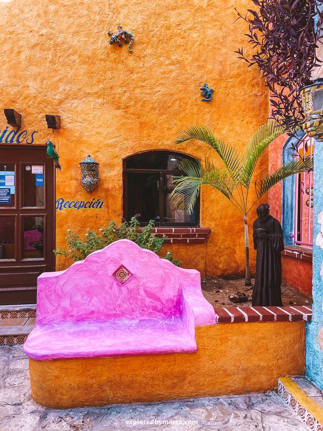 Playa del Carmen, Mexico-The colorful Hotel Hacienda Maria Bonita in Playa del Carmen