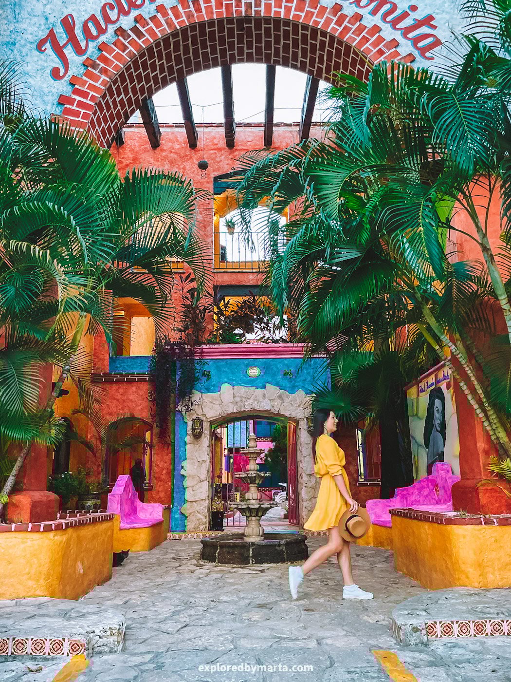 Playa del Carmen, Mexico-The colorful Hotel Hacienda Maria Bonita in Playa del Carmen