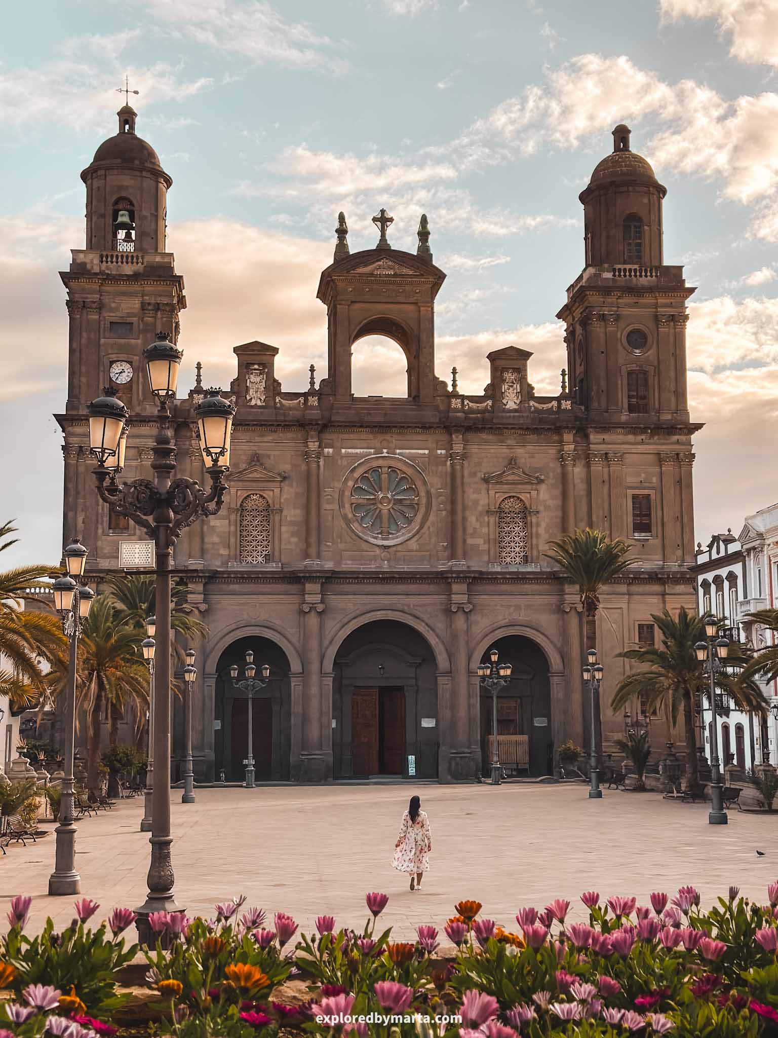 Gran Canaria, Spain-Cathedral of Canarias located in front of the beautiful Plaza de Santa Ana Square in Vegueta, Las Palmas de Gran Canaria