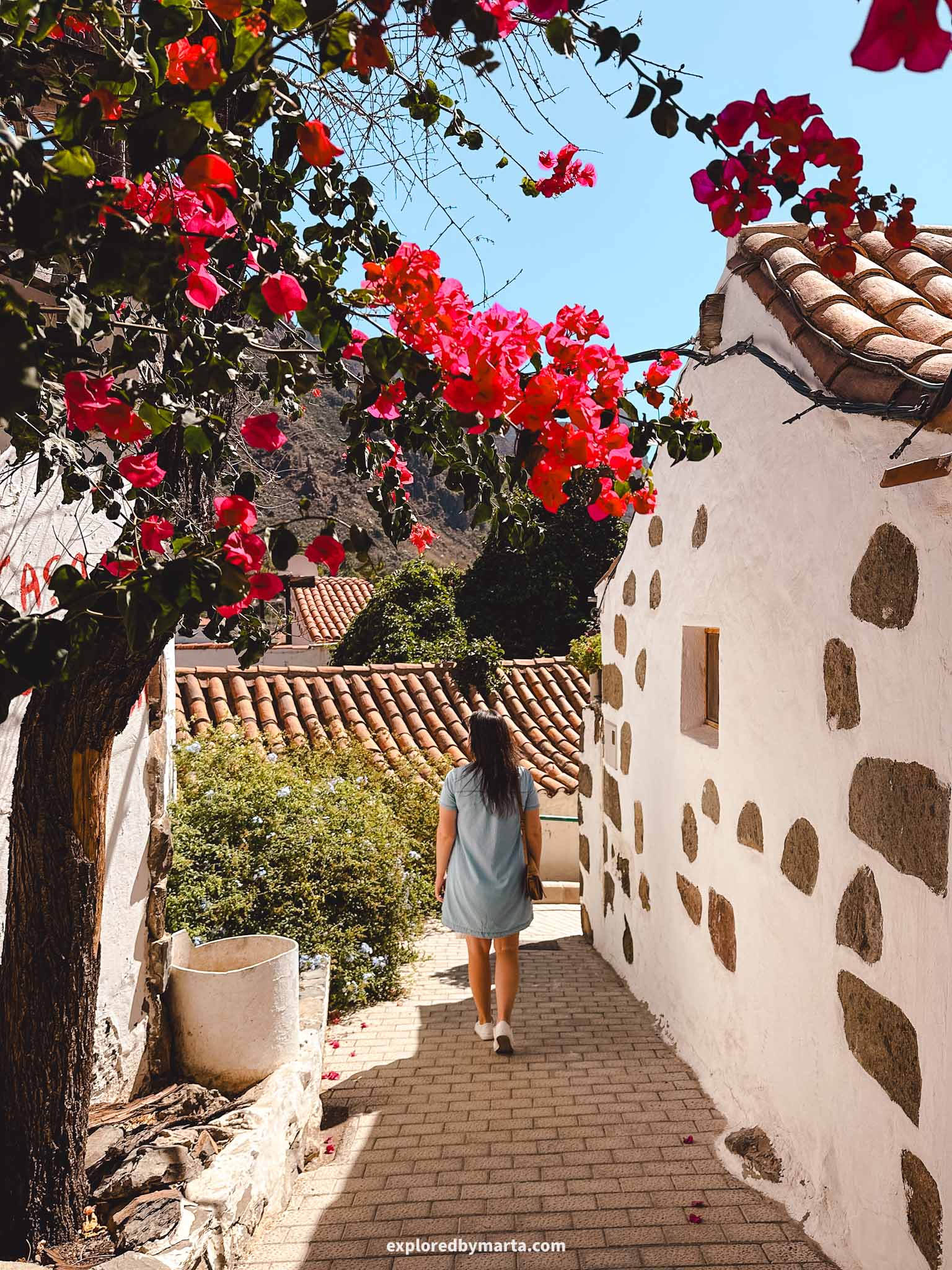 Gran Canaria, Spain-Fataga, the Valley of a Thousand Palms, is a picturesque mountain village in Gran Canaria