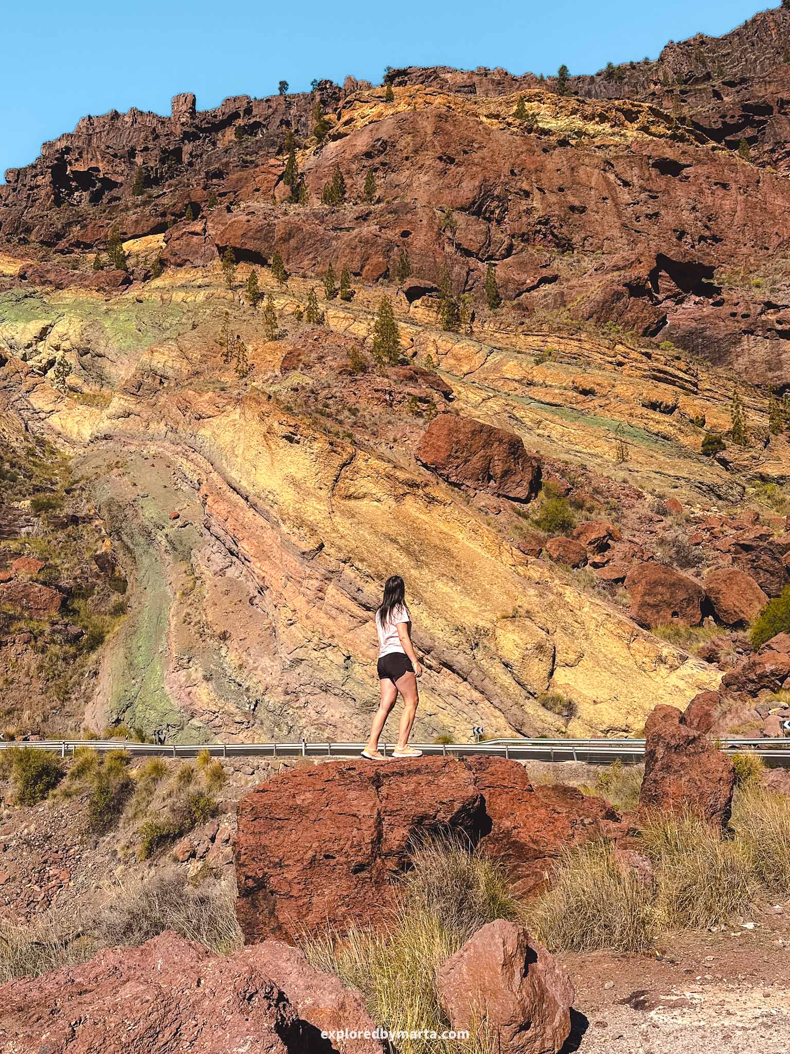 Gran Canaria, Spain-Los Azulejos de Veneguera are often called Gran Canarias Rainbow Rocks