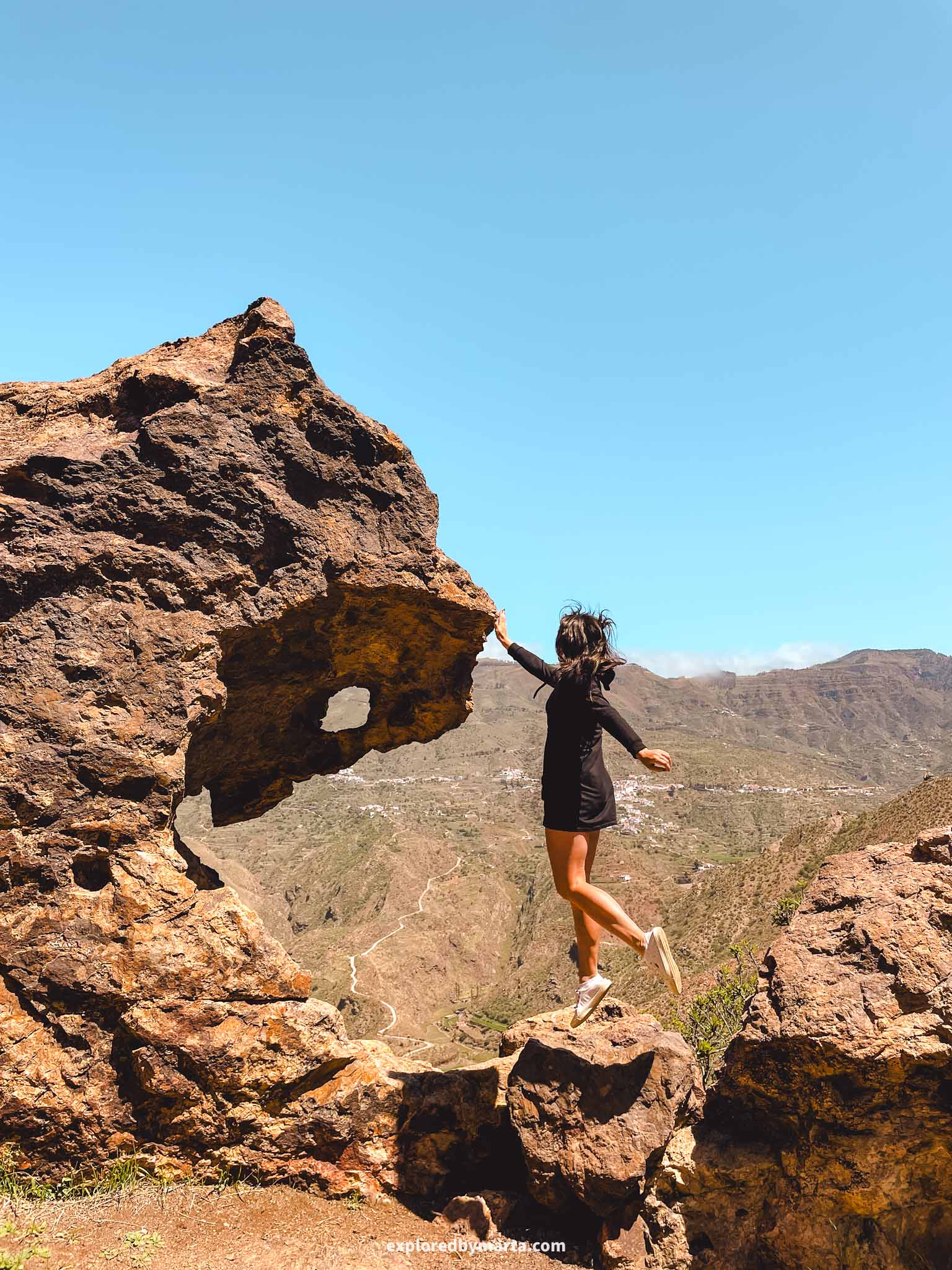Gran Canaria, Spain-Roque de Perro or Perro del Bentayga rock formation in Gran Canaria