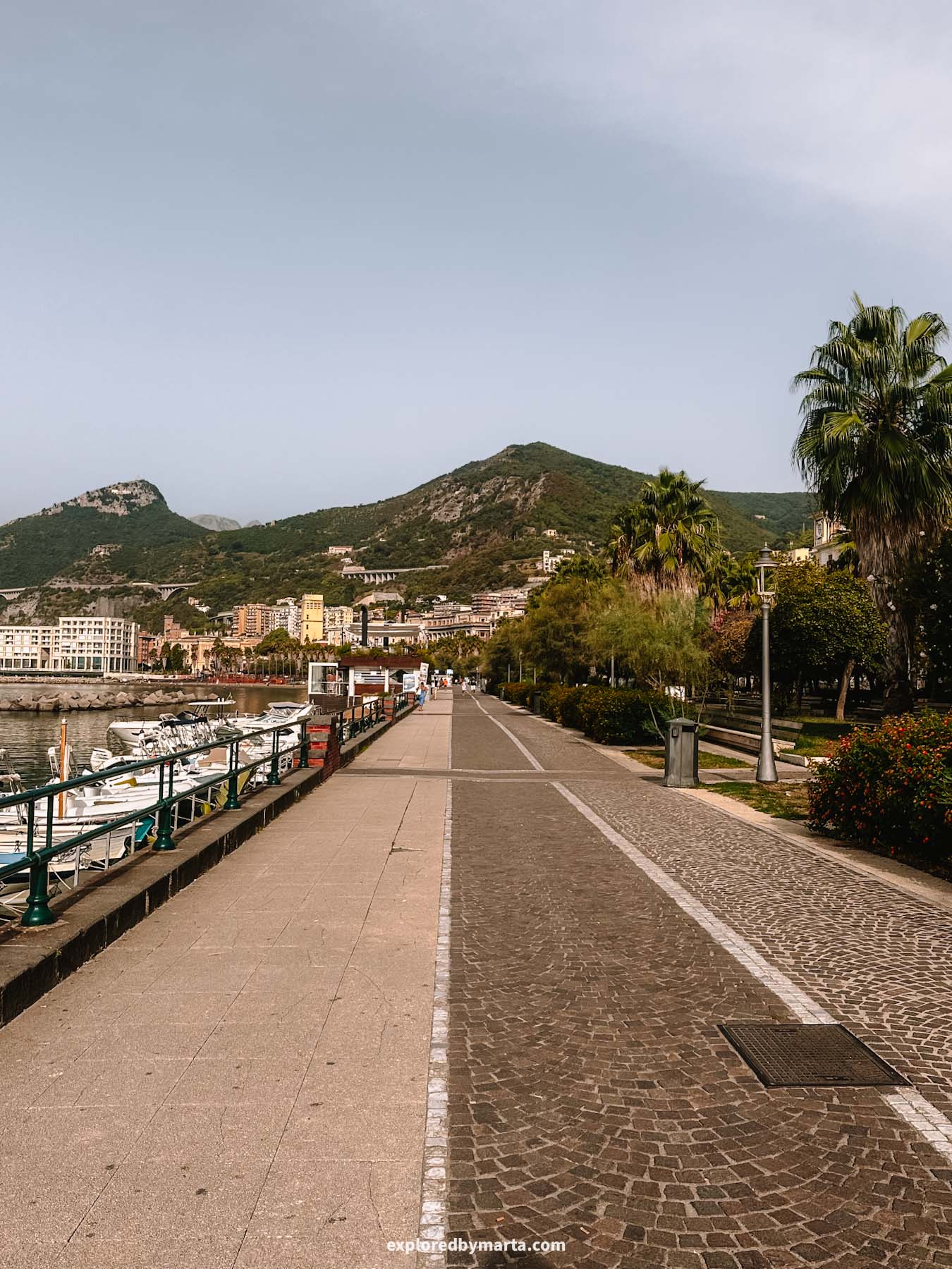 Salerno, Italy-Lungomare di Salerno seafront promenade