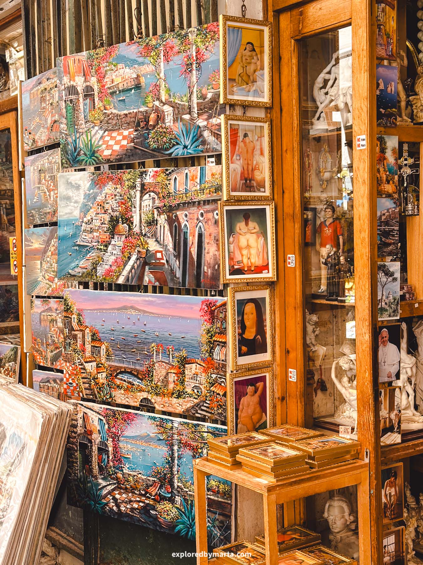 Sorrento, Italy-souvenir shopping on Via San Cesareo in Sorrento