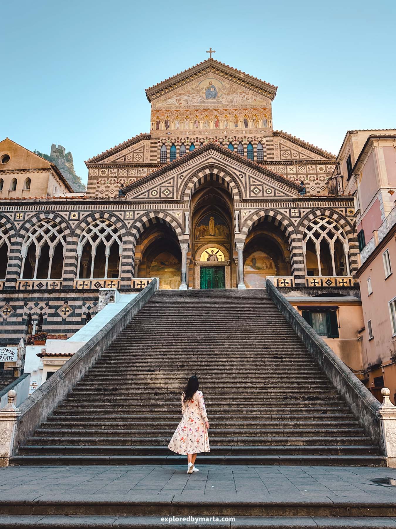 Amalfi Town, Italy-the grand staircase in front of Duomo di Sant'Andrea Apostolo in Amalfi