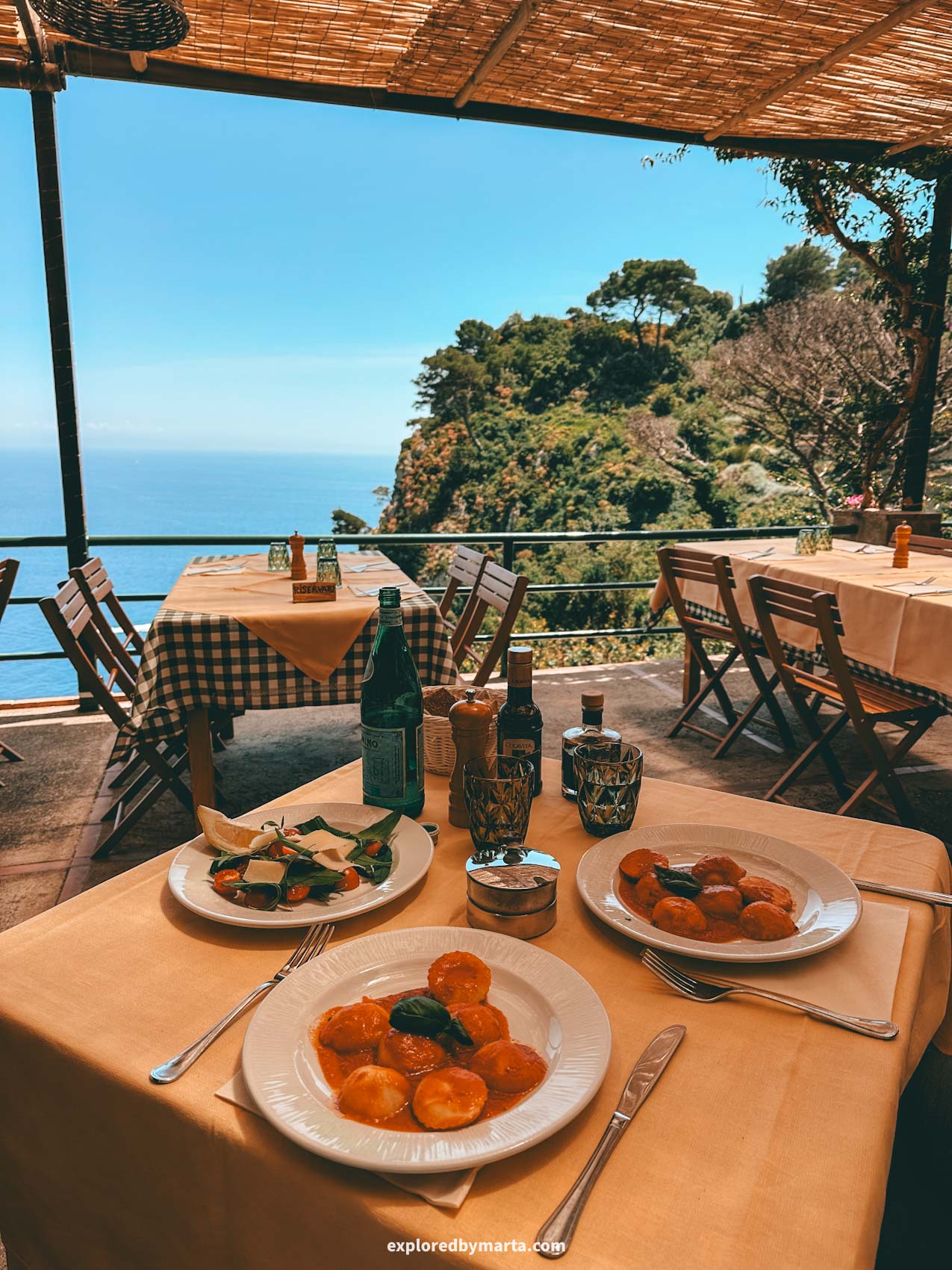 Restaurant with a view in Capri Island, Italy