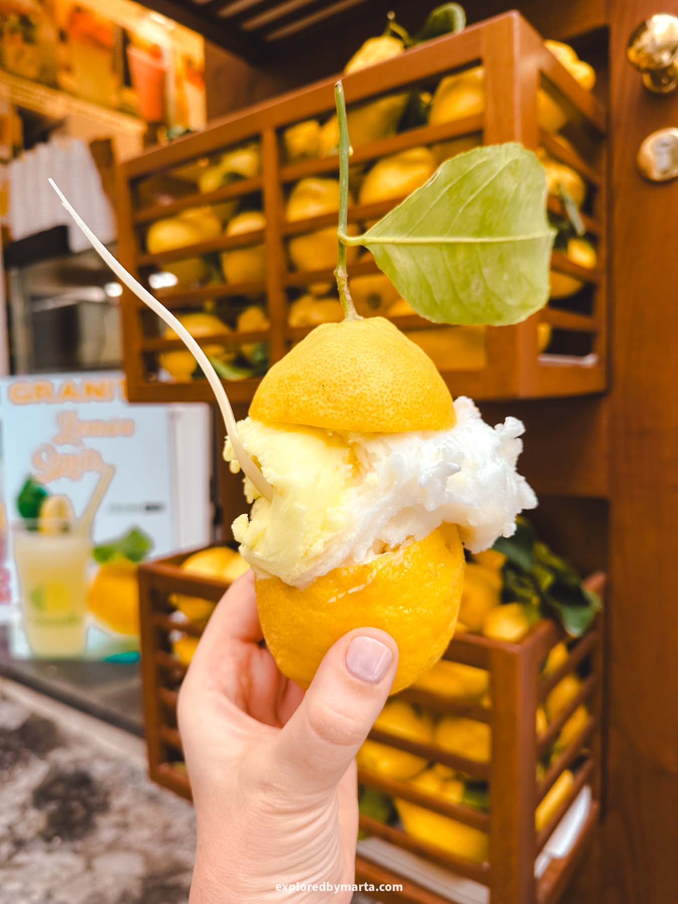 Sorrento, Italy-lemon sorbet inside a lemon