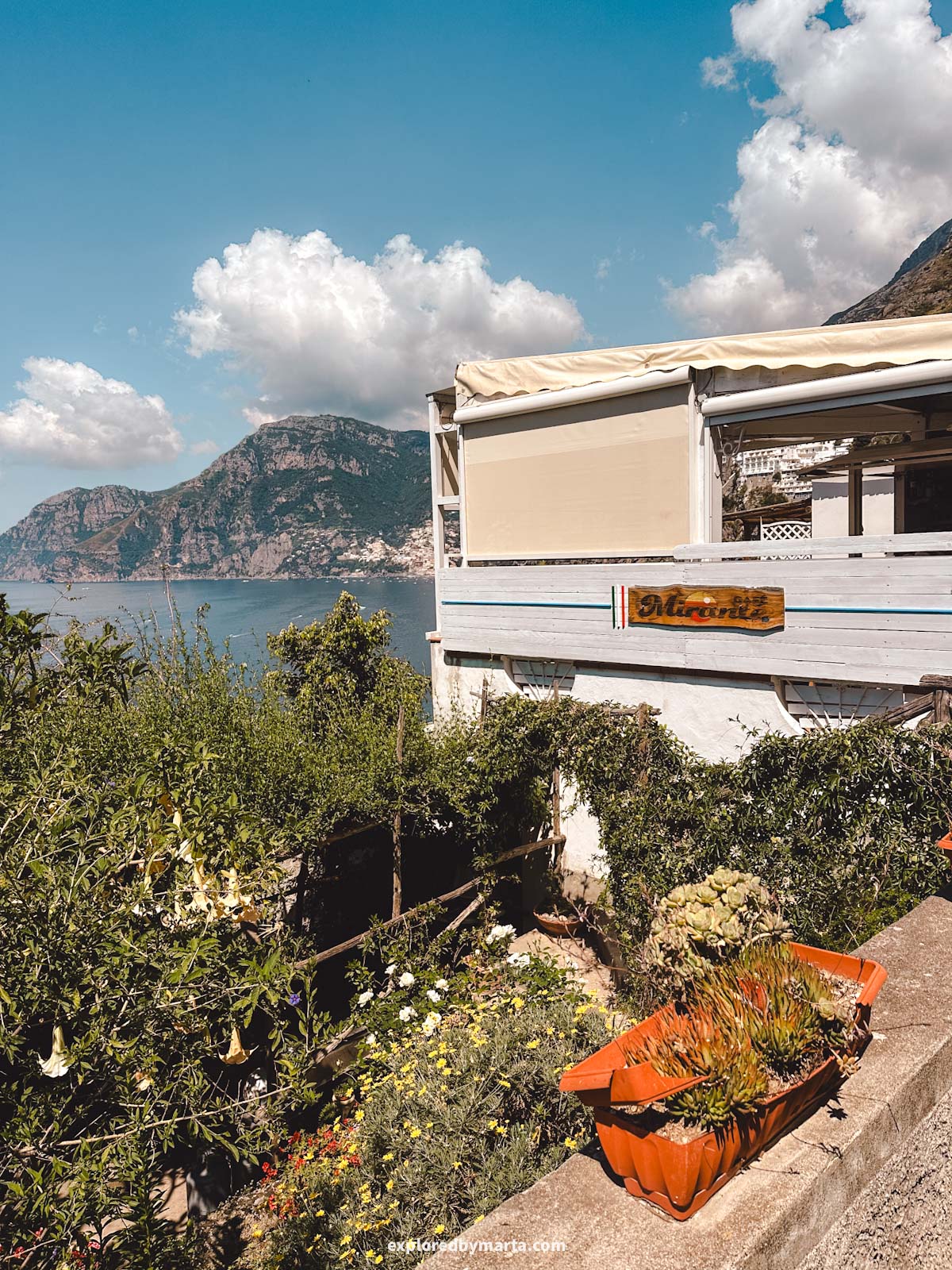 Amalfi Coast, Italy-breakfast with a view at Cafe Mirante in Praiano, Italy