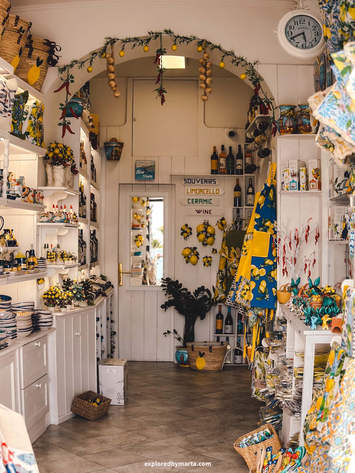Amalfi Coast, Italy-ceramics and boutique shopping on the main street in Praiano, Italy