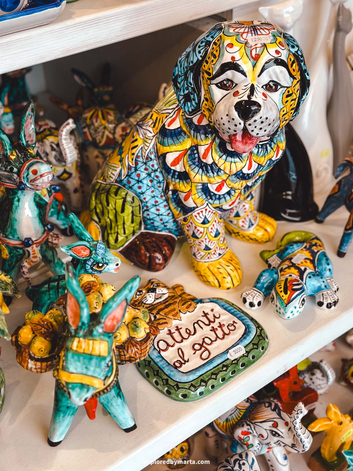 Amalfi Coast, Italy-ceramics and boutique shopping on the main street in Praiano, Italy