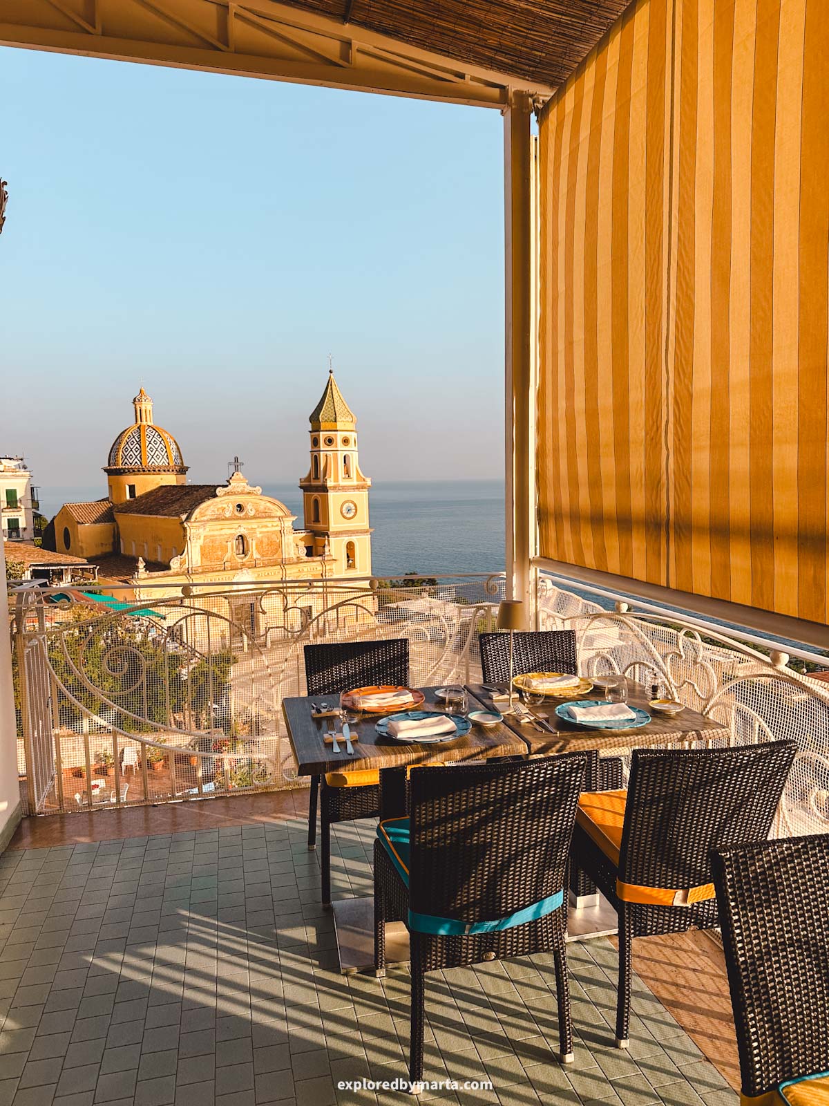 Amalfi Coast, Italy-dinner with a sunset view in Praiano