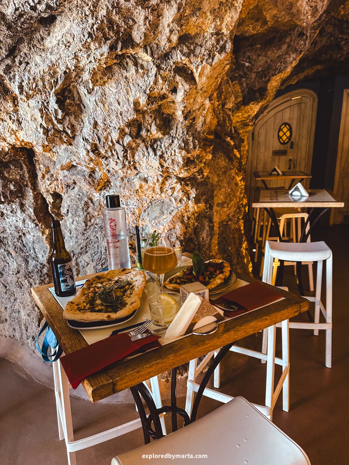 Amalfi Coast, Italy-lunch in Il Pirata restaurant in a rock cave in Marina di Praia