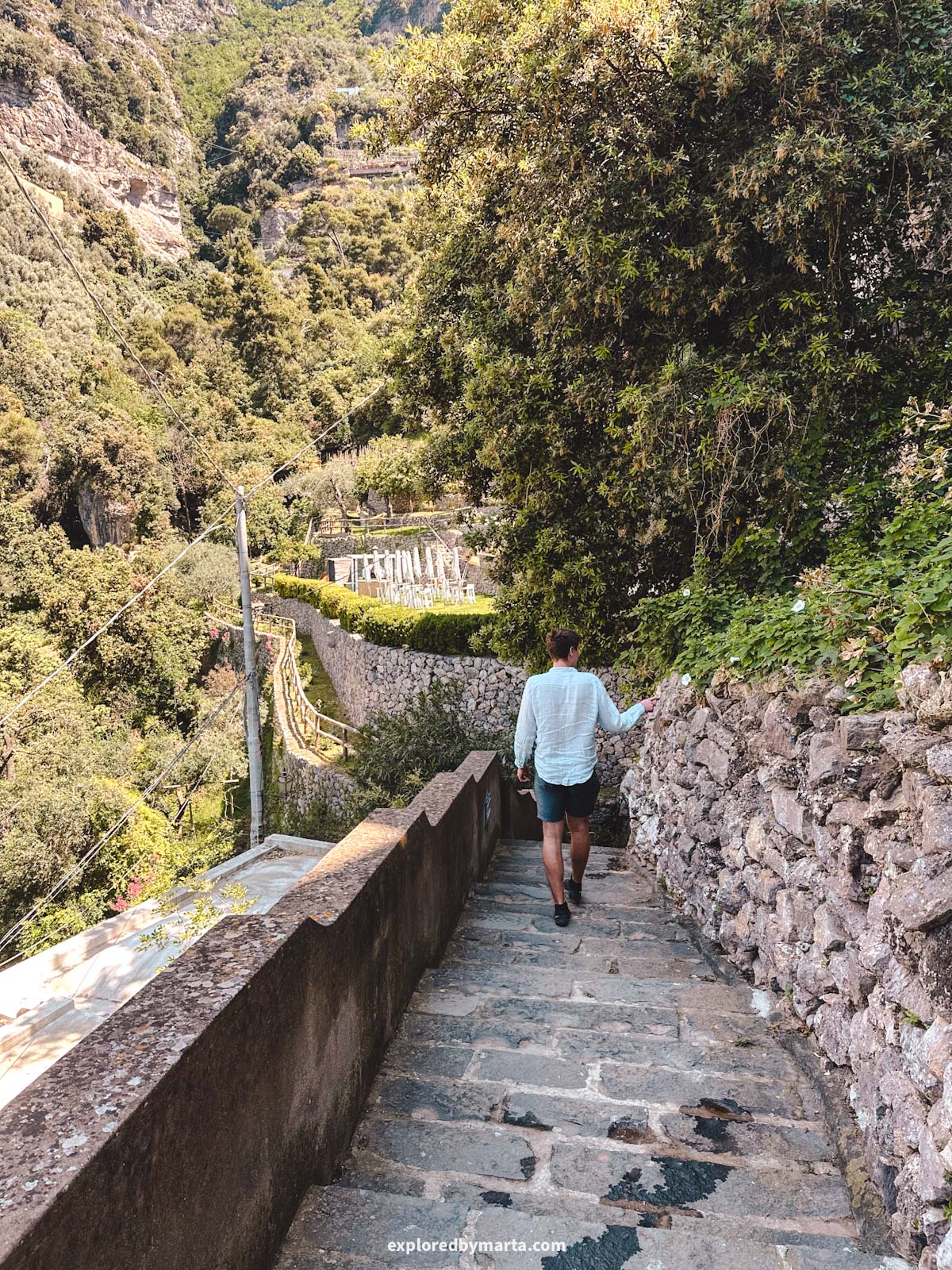 Amalfi Coast, Italy-stairs to Praiano's scenic La Gavitella Beach