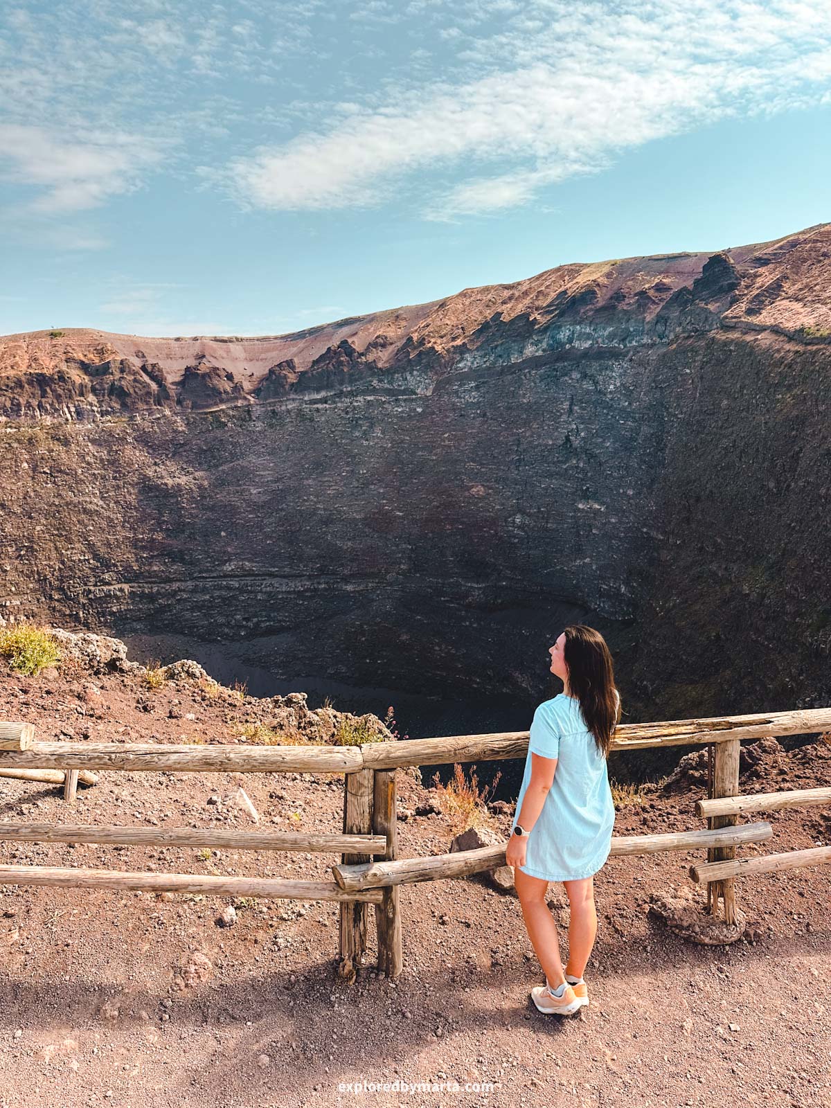Hiking to the summit of Mount Vesuvius volcano in Italy