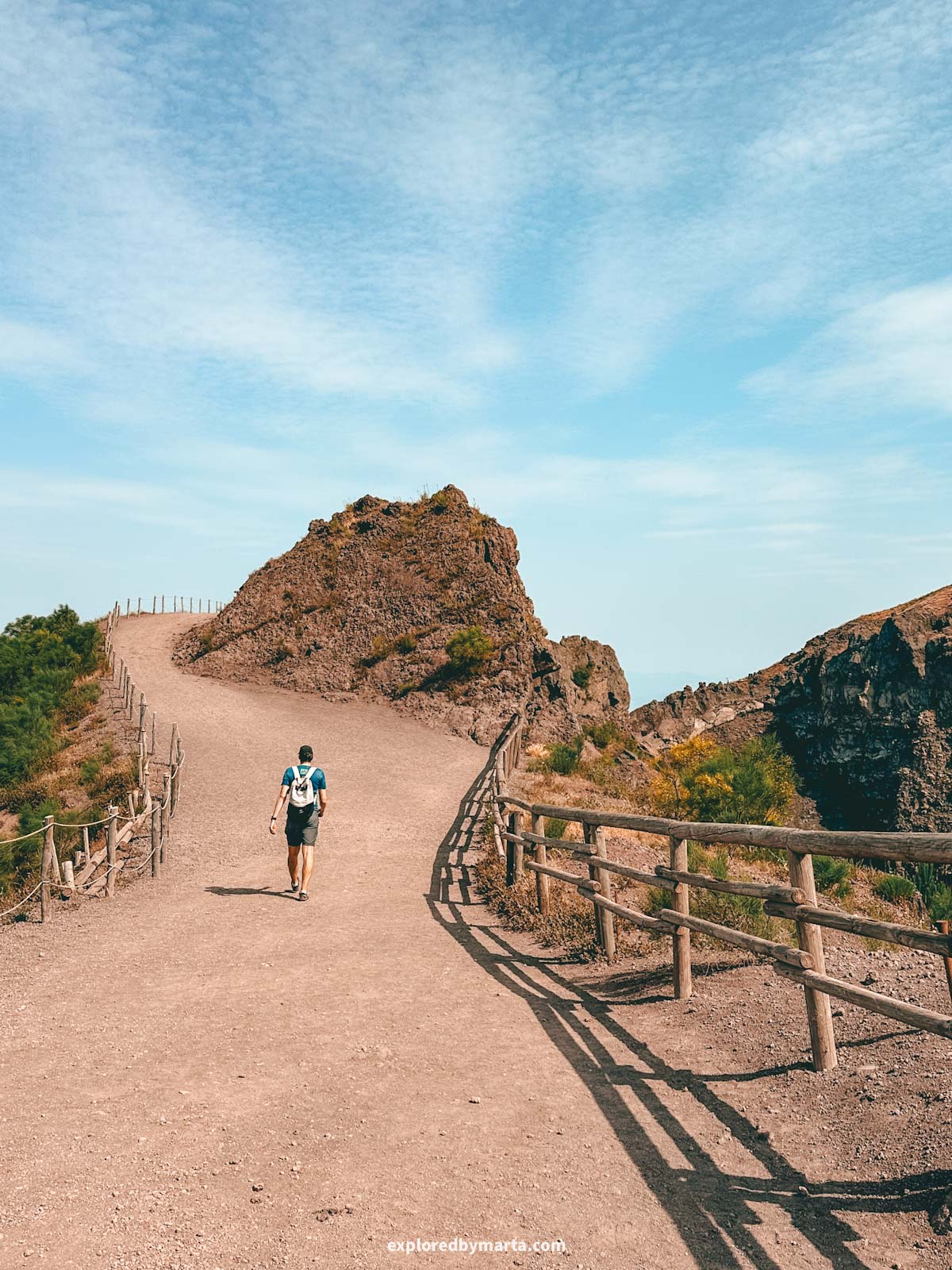 Hiking to the summit of Mount Vesuvius volcano in Italy