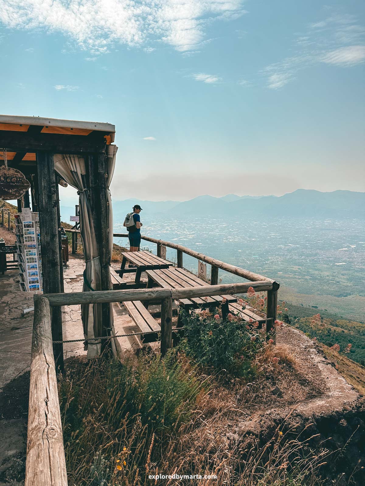 Hiking to the summit of Mount Vesuvius volcano in Italy