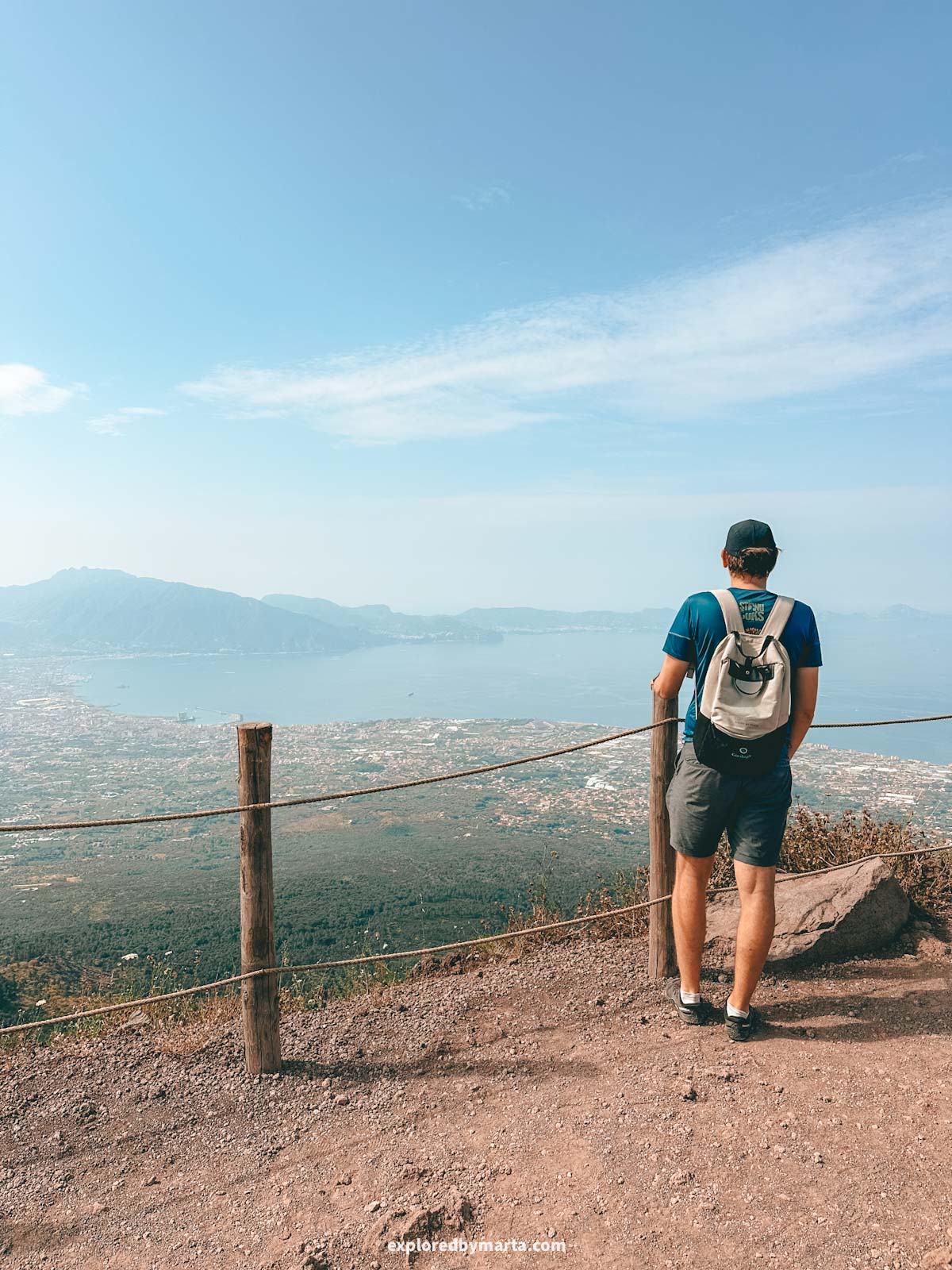 Hiking to the summit of Mount Vesuvius volcano in Italy