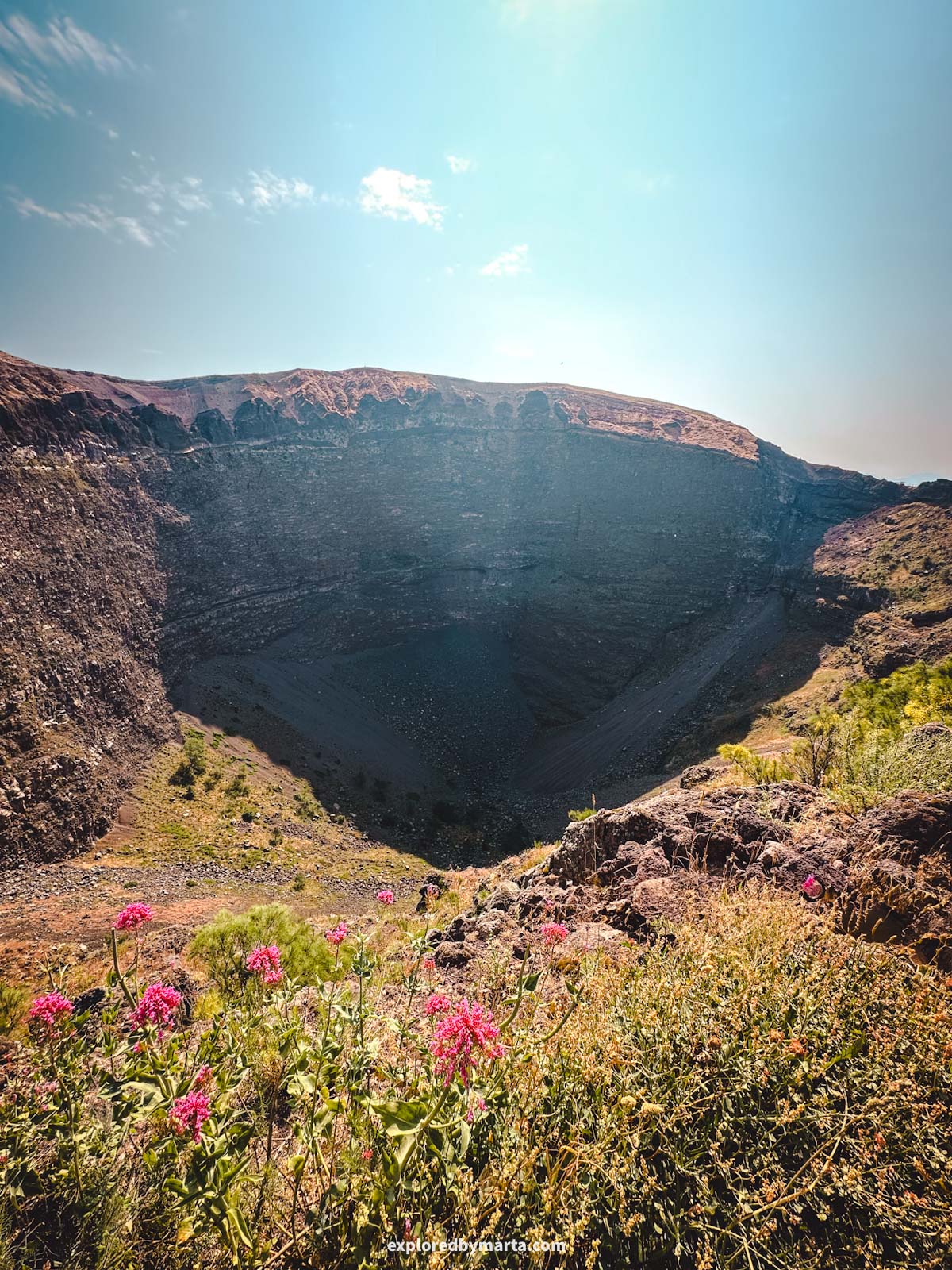 Hiking to the summit of Mount Vesuvius volcano in Italy