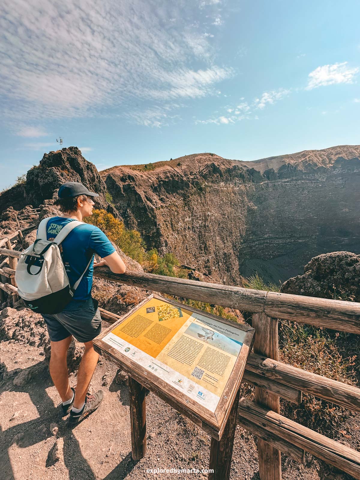 Hiking to the summit of Mount Vesuvius volcano in Italy