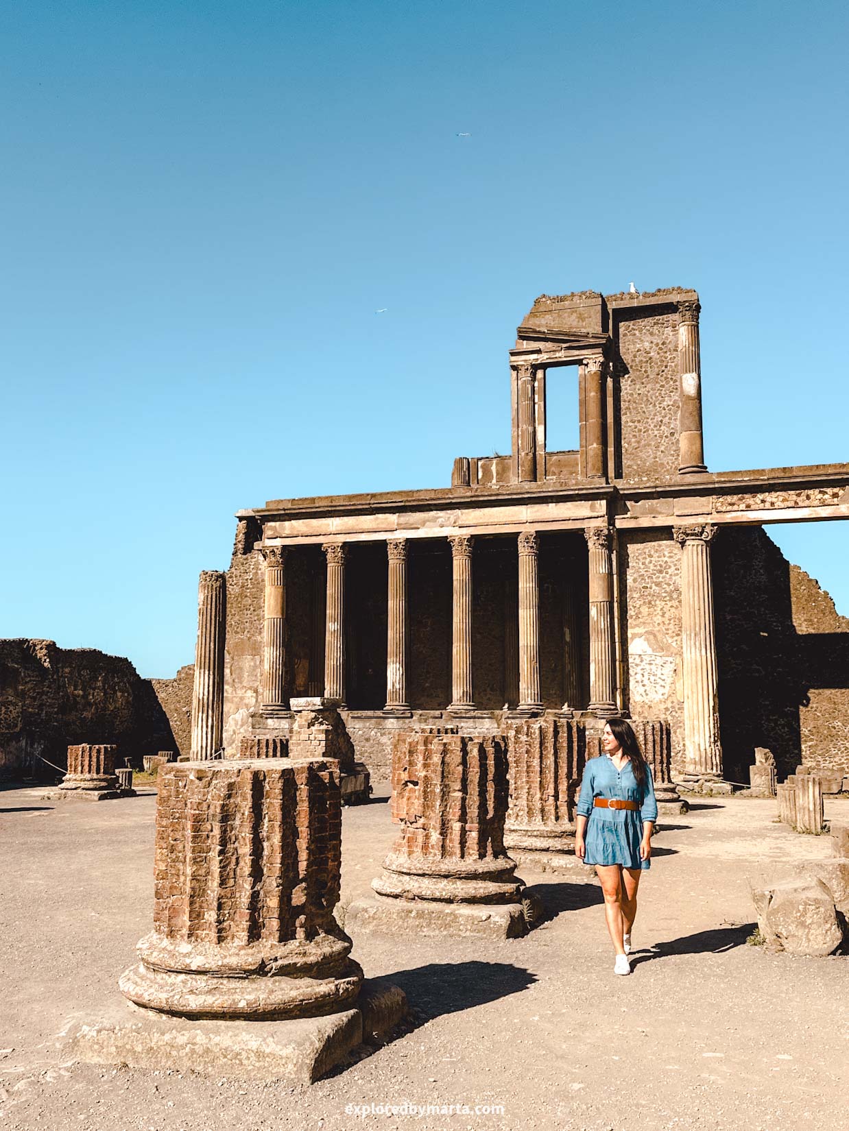 Pompeii archaeological site in Italy which was buried under volcanic ash after Mount Vesusius erupted in 79 AD